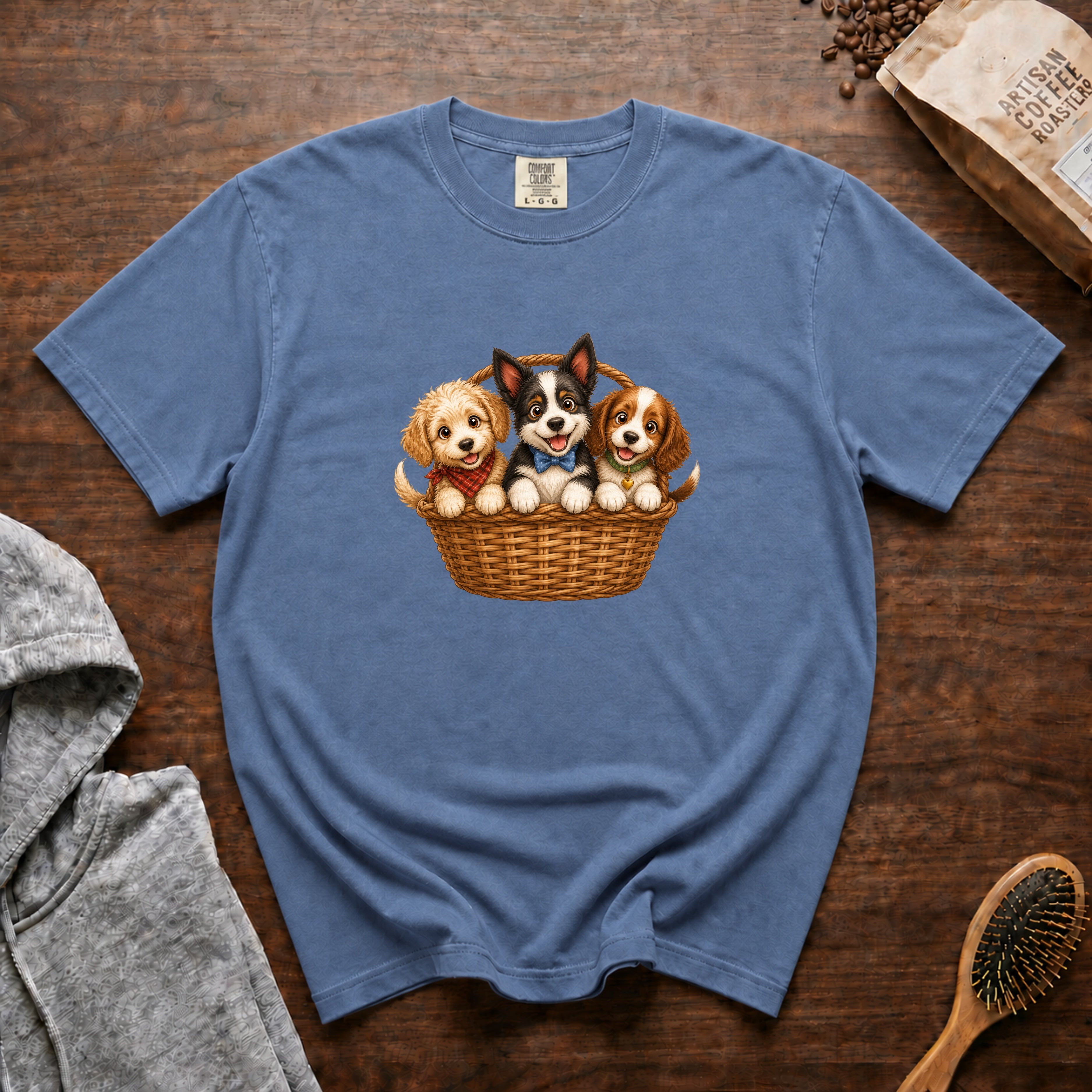 Basket Of Puppies T-Shirt — Blue Jean
