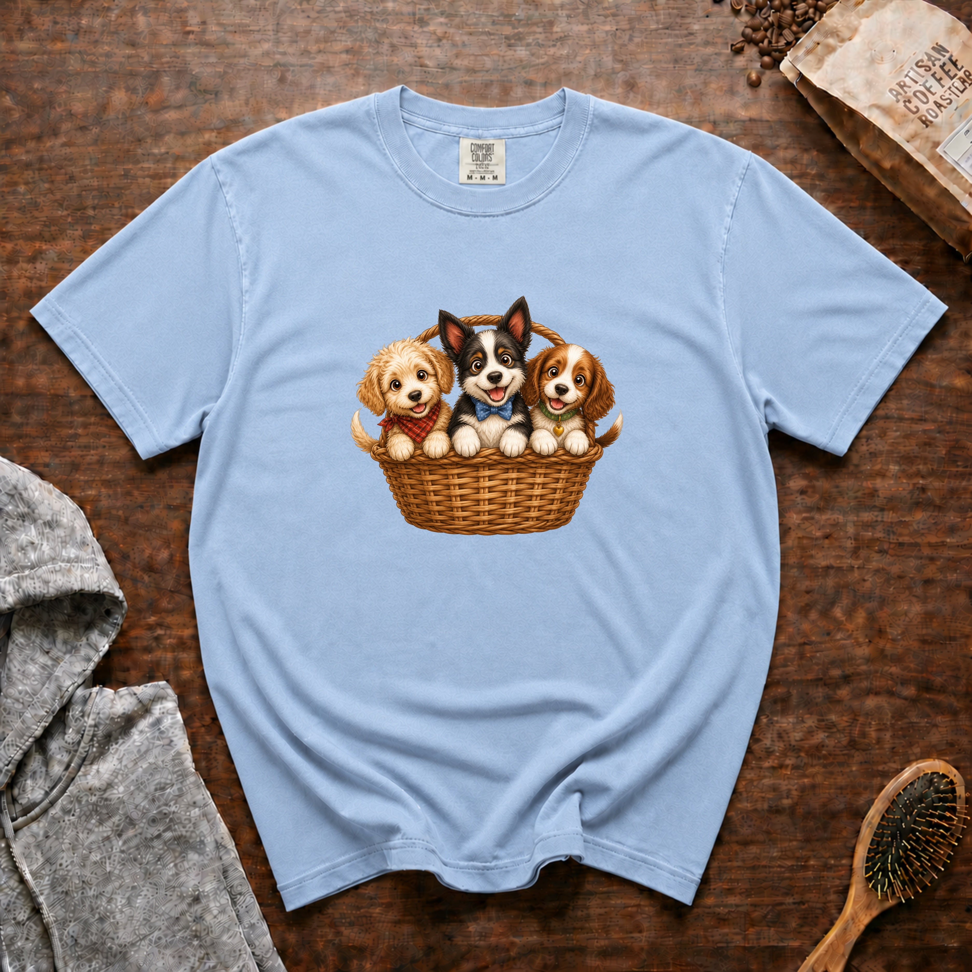 Basket Of Puppies T-Shirt — Chambray