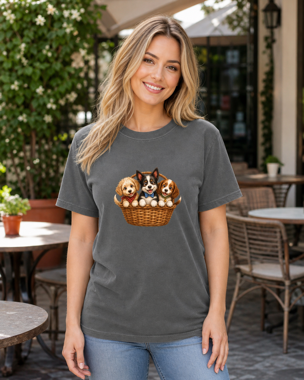 Basket Of Puppies T-Shirt | Puppy Dog Lover Cute Tee