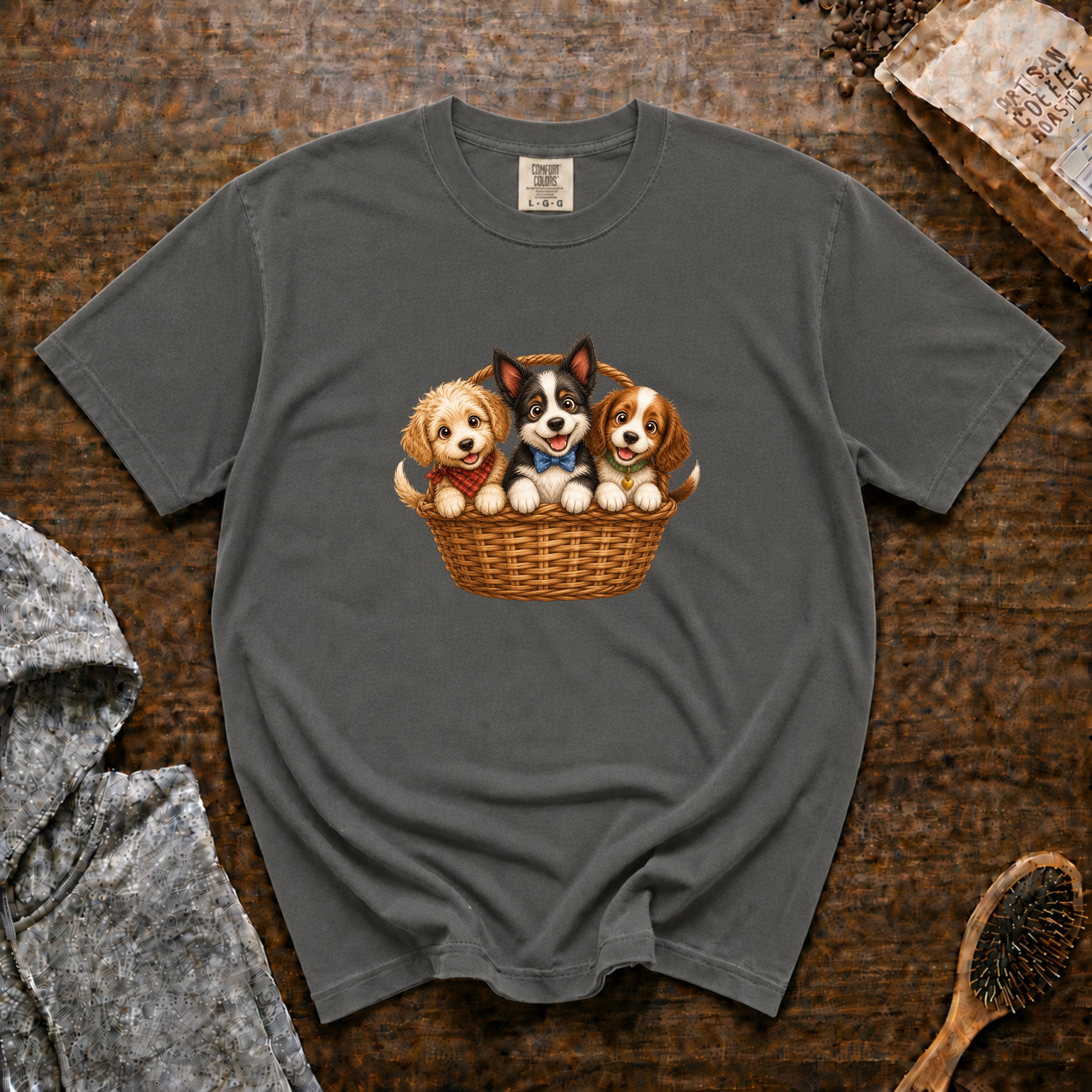 Basket Of Puppies T-Shirt — Pepper