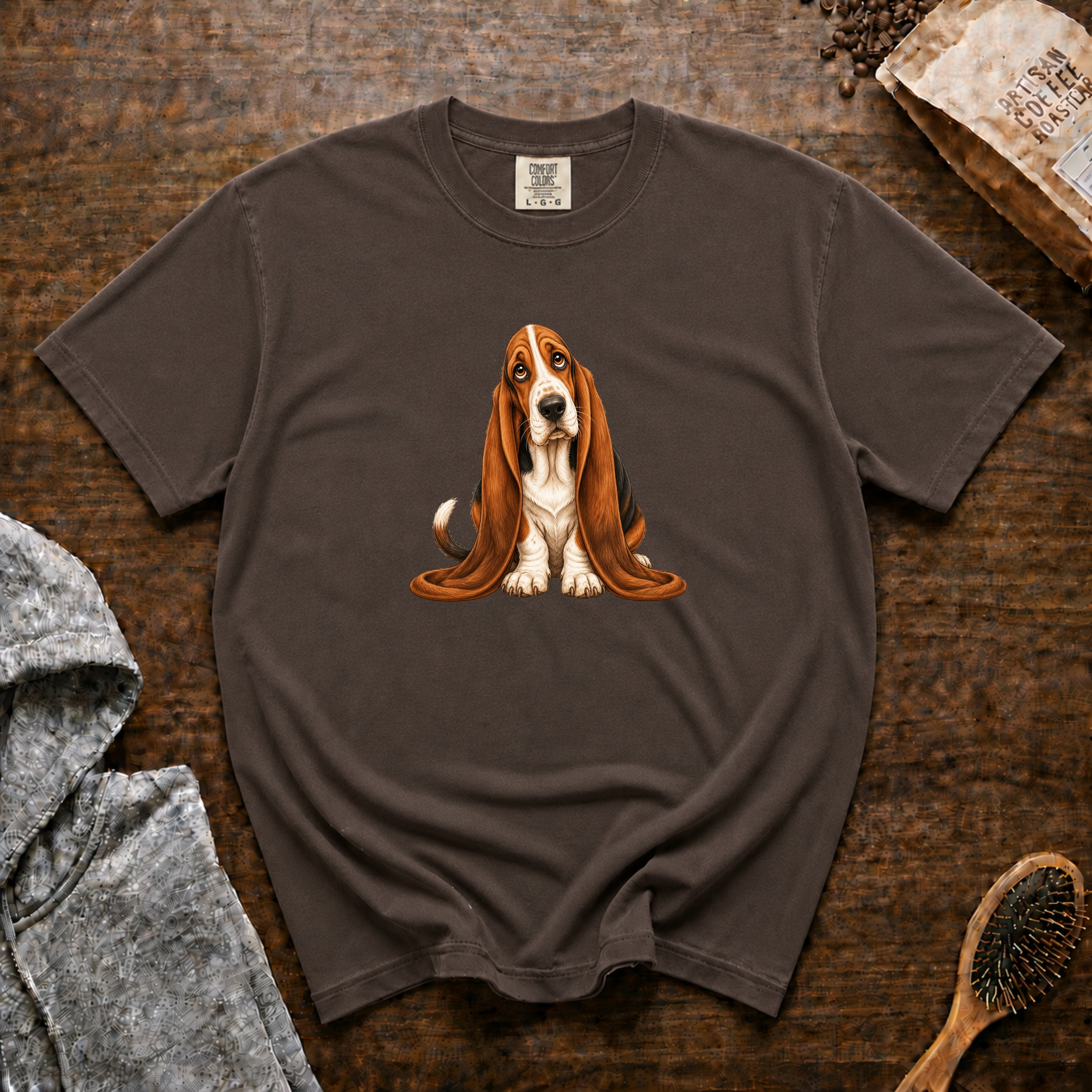 Basset Ears Everywhere 1 T-Shirt — Espresso