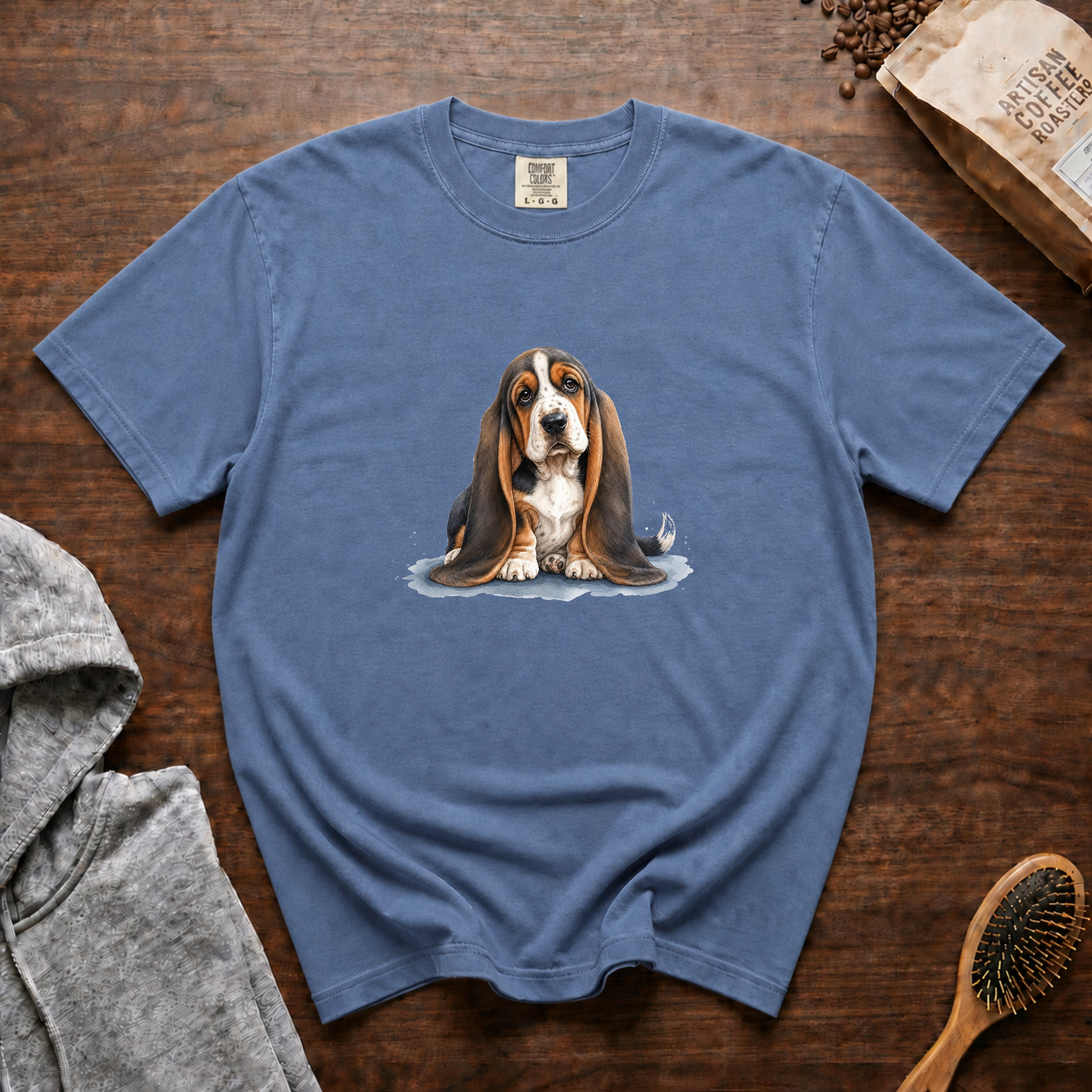 Basset Ears Everywhere T-Shirt — Blue Jean