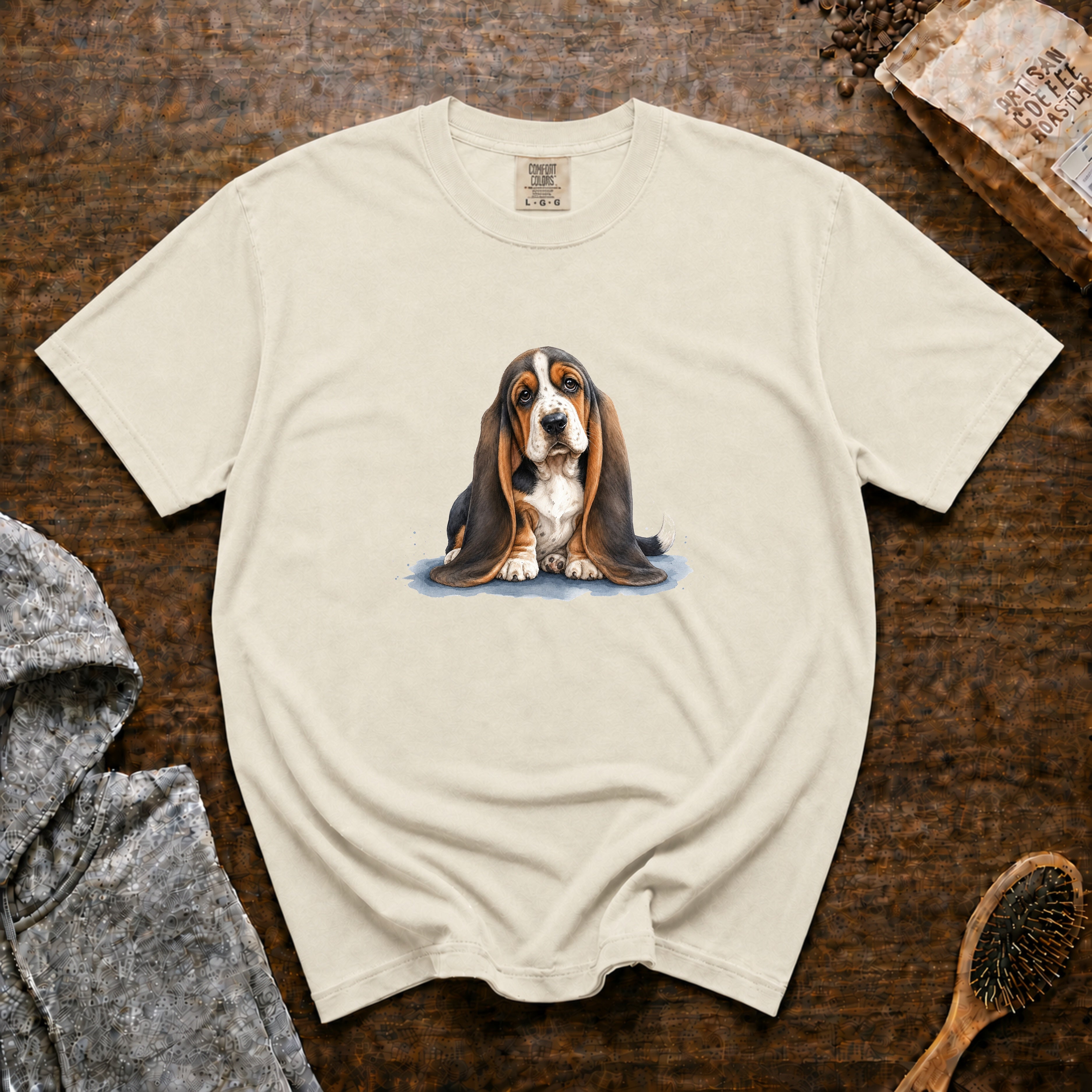 Basset Ears Everywhere T-Shirt — Ivory
