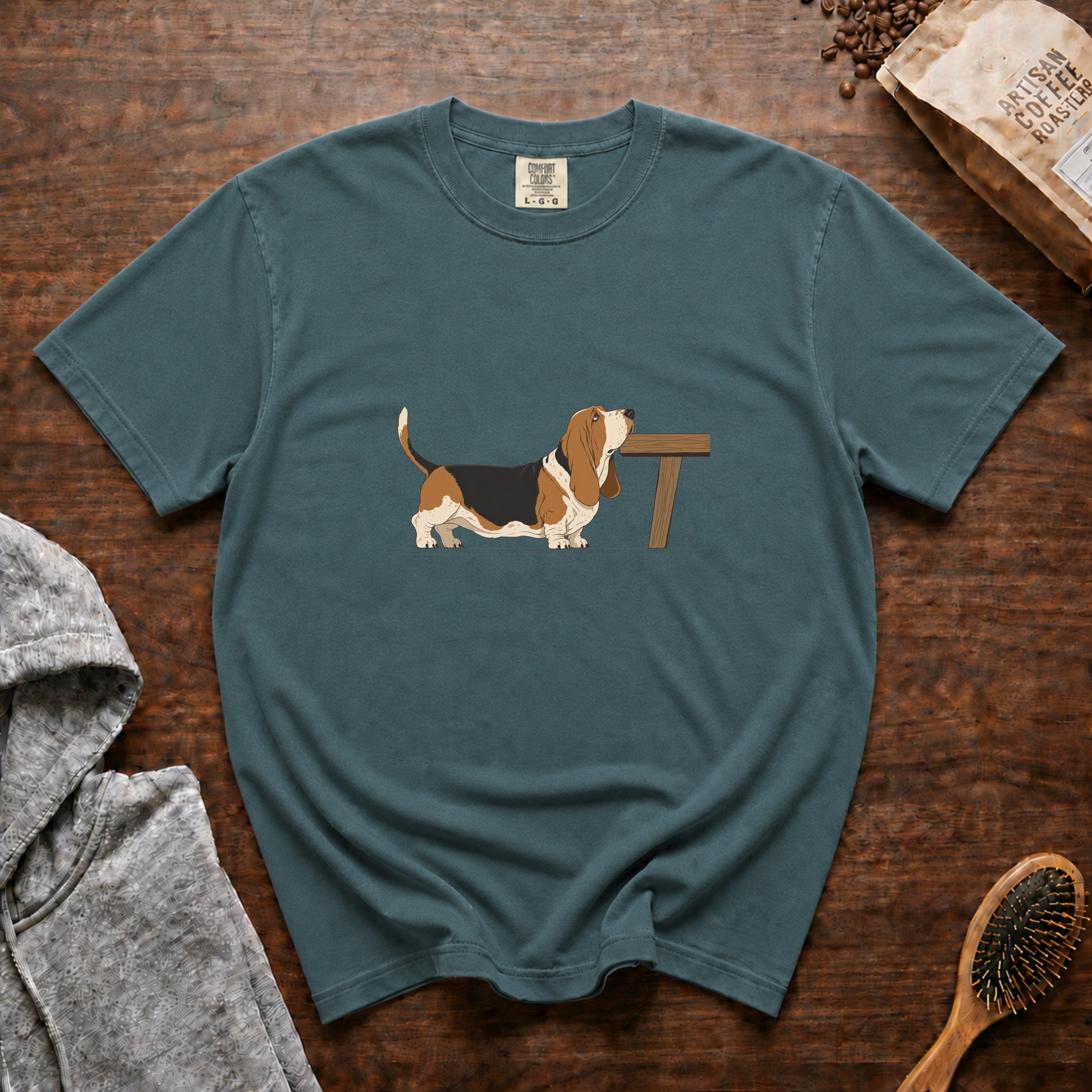 Basset Hound T-Shirt — Blue Spruce