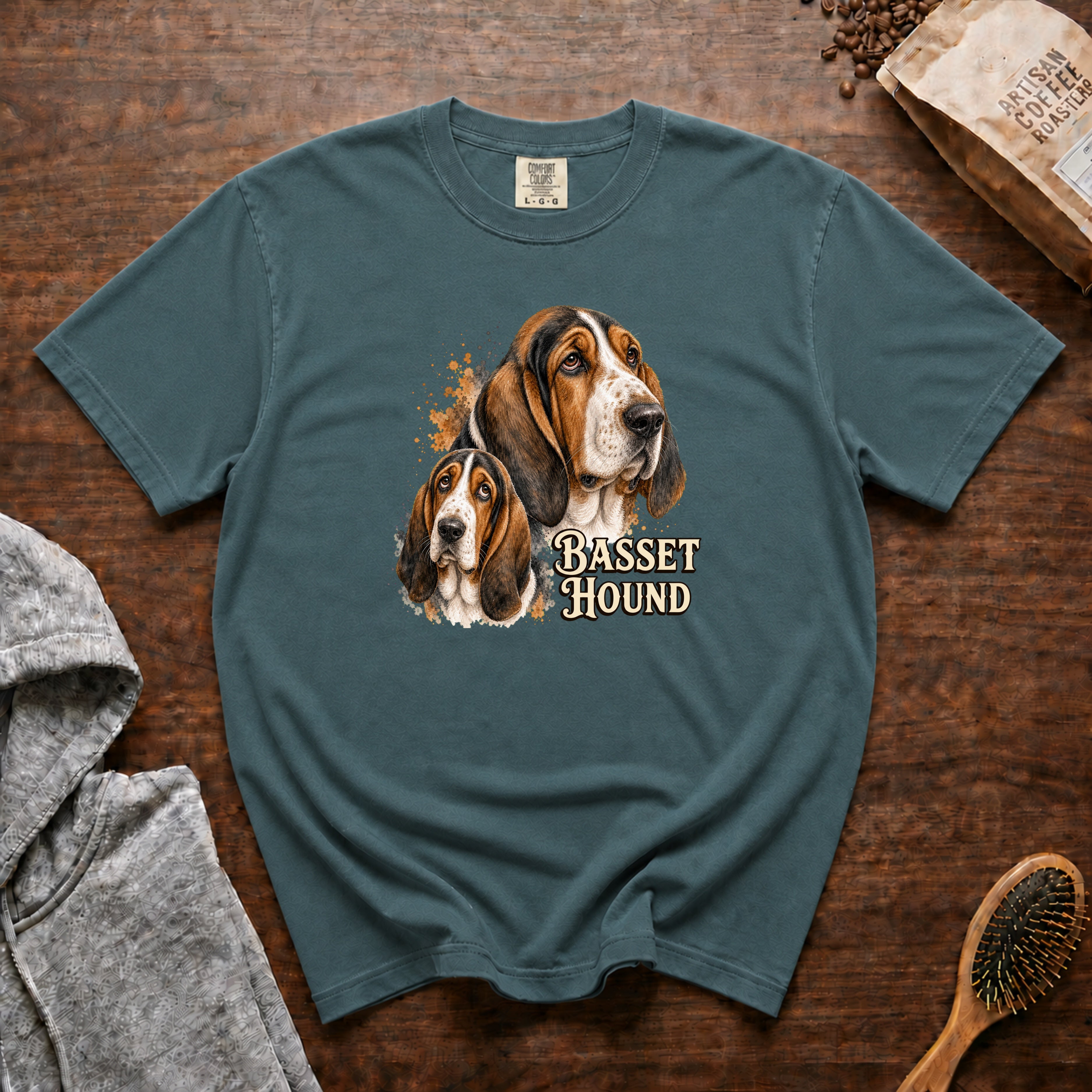 Basset Hound T-Shirt — Blue Spruce