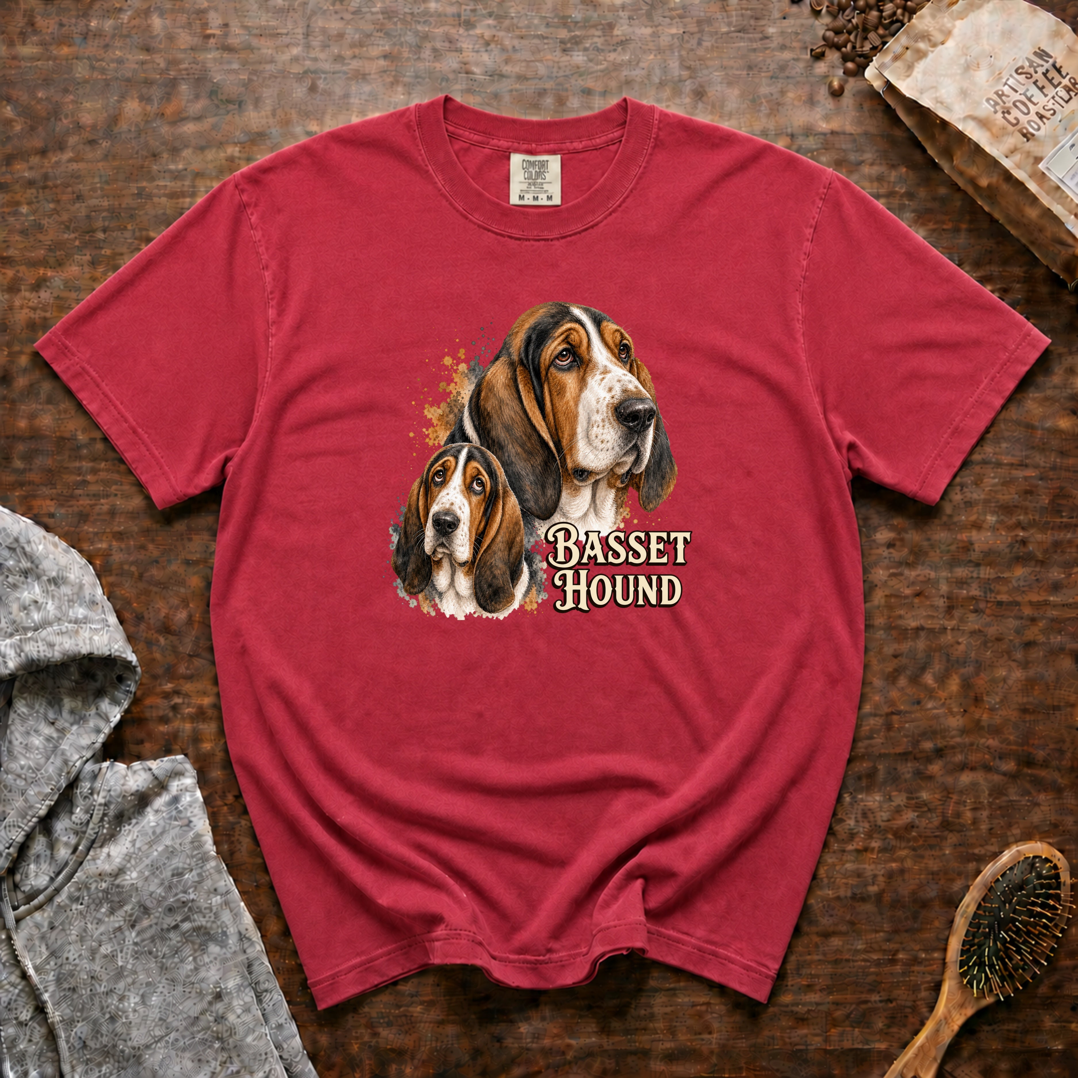 Basset Hound T-Shirt — Crimson
