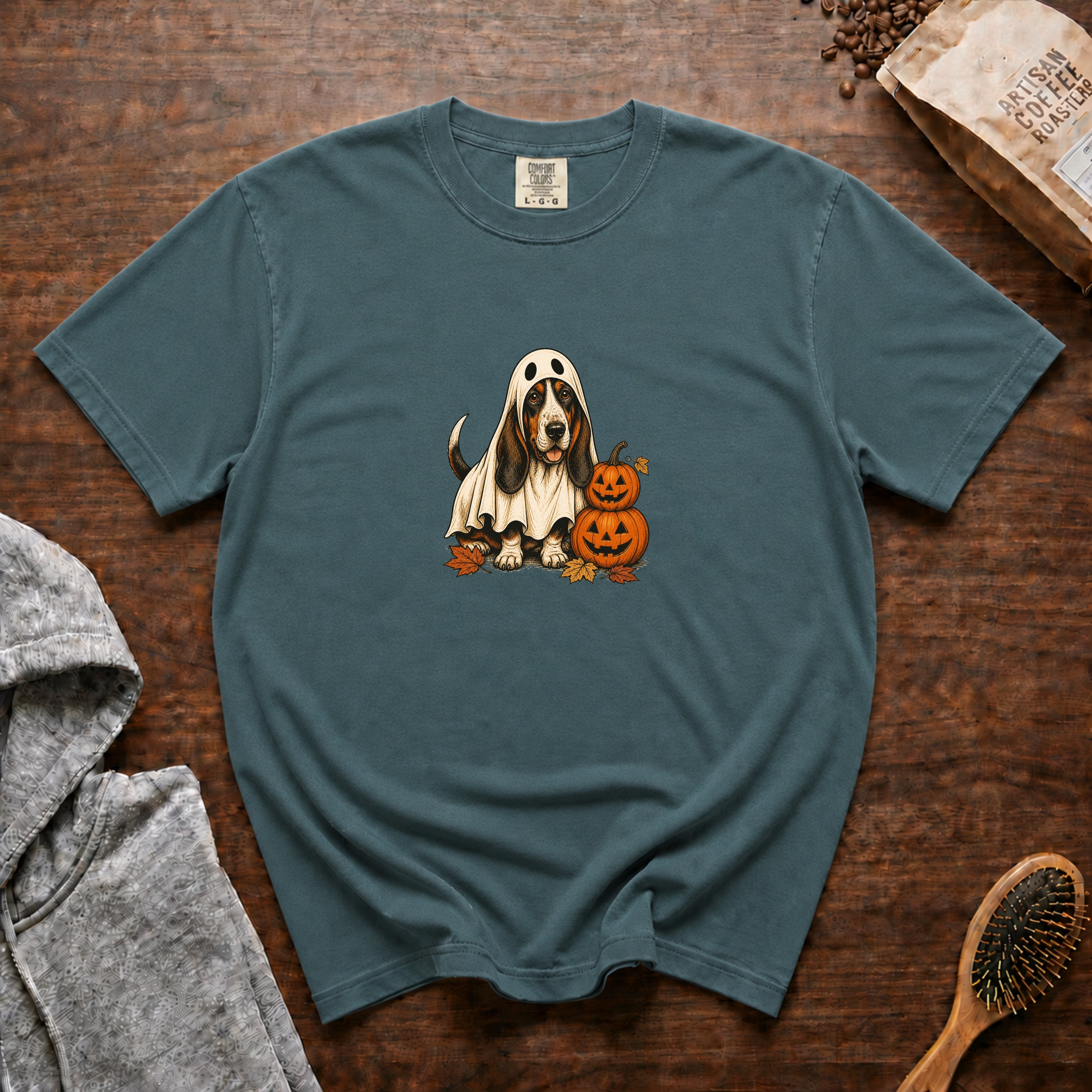 Bassett Hound Halloween T-Shirt — Blue Spruce