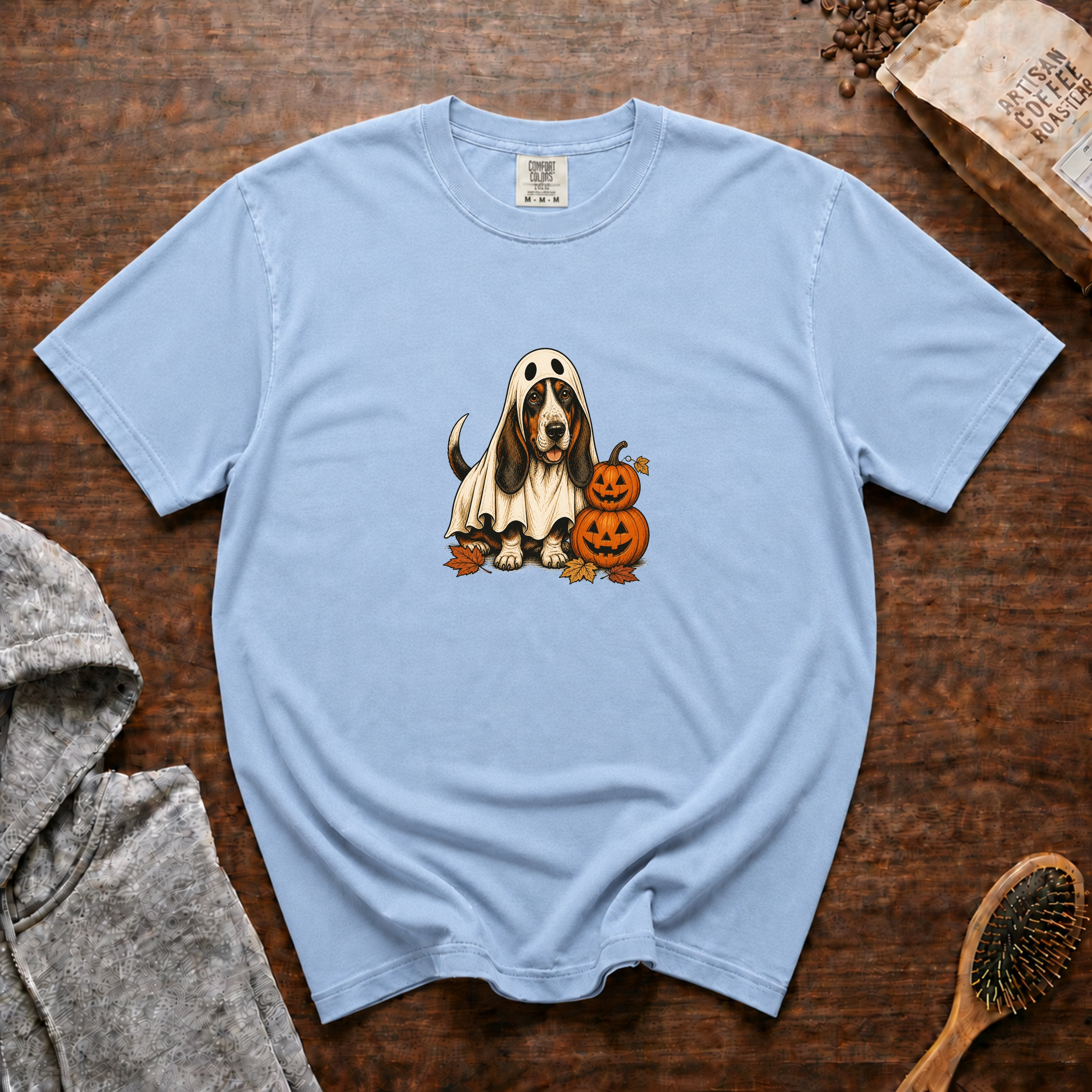 Bassett Hound Halloween T-Shirt — Chambray