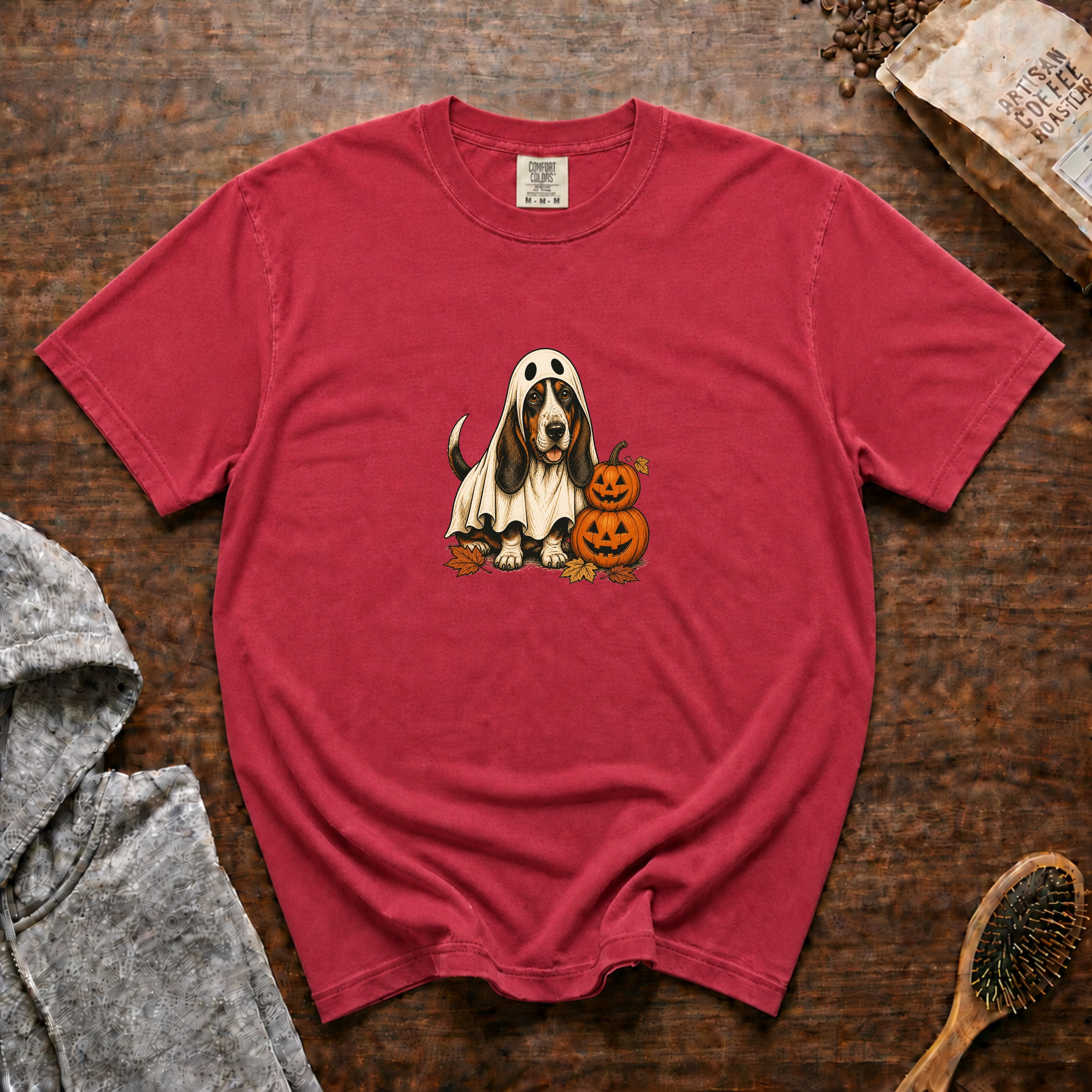 Bassett Hound Halloween T-Shirt — Crimson