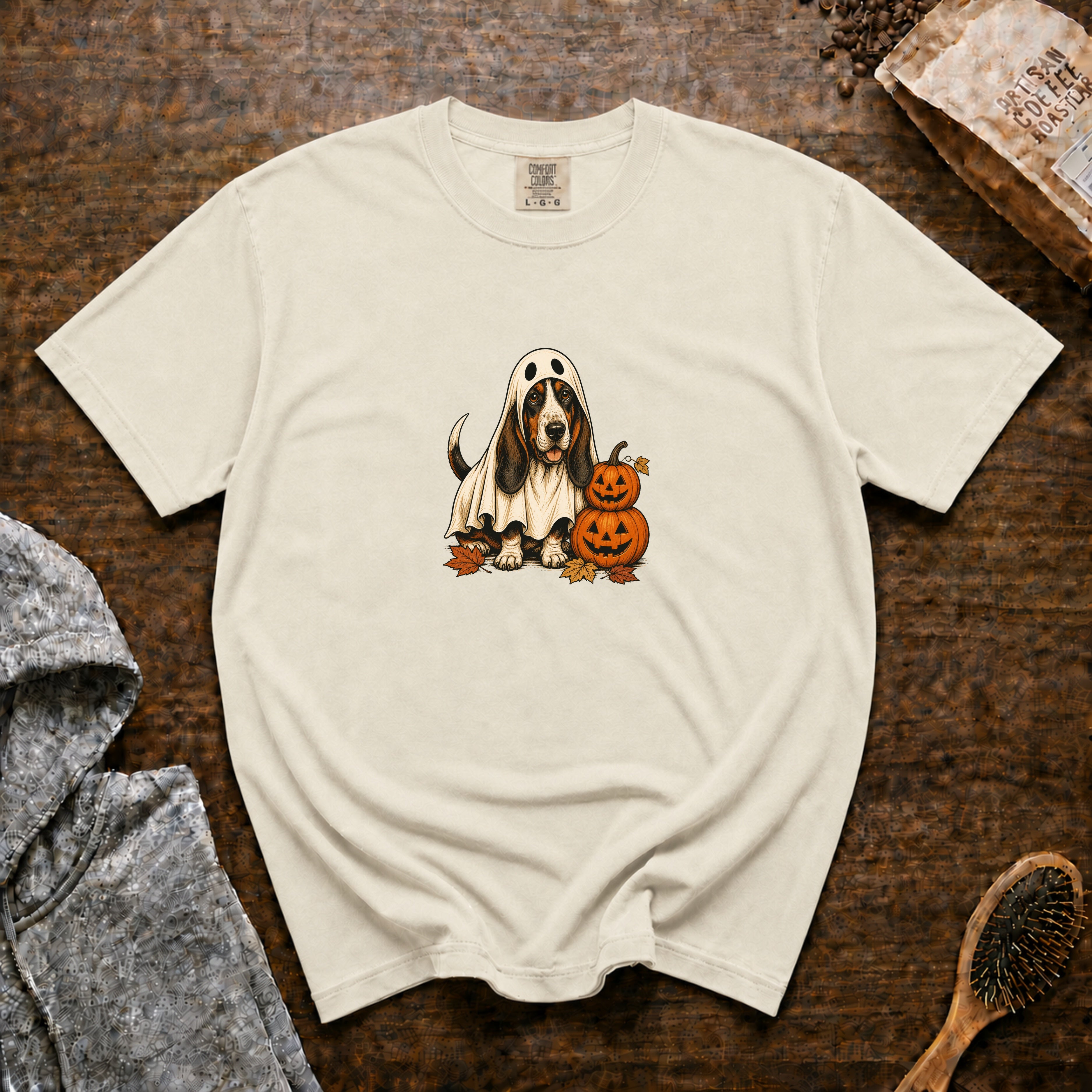 Bassett Hound Halloween T-Shirt — Ivory