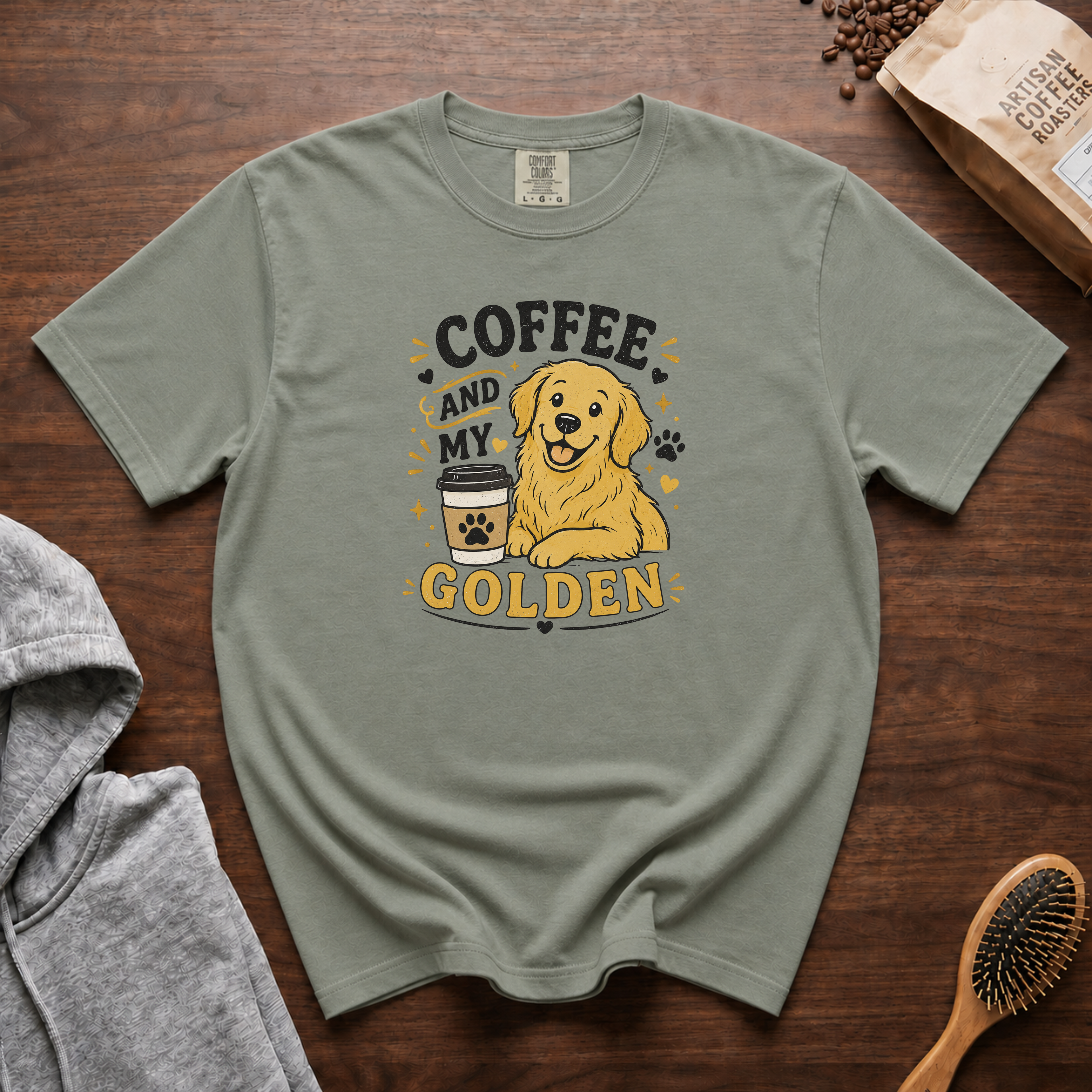 Coffee And My Golden T-Shirt | Golden Retriever Coffee Tee