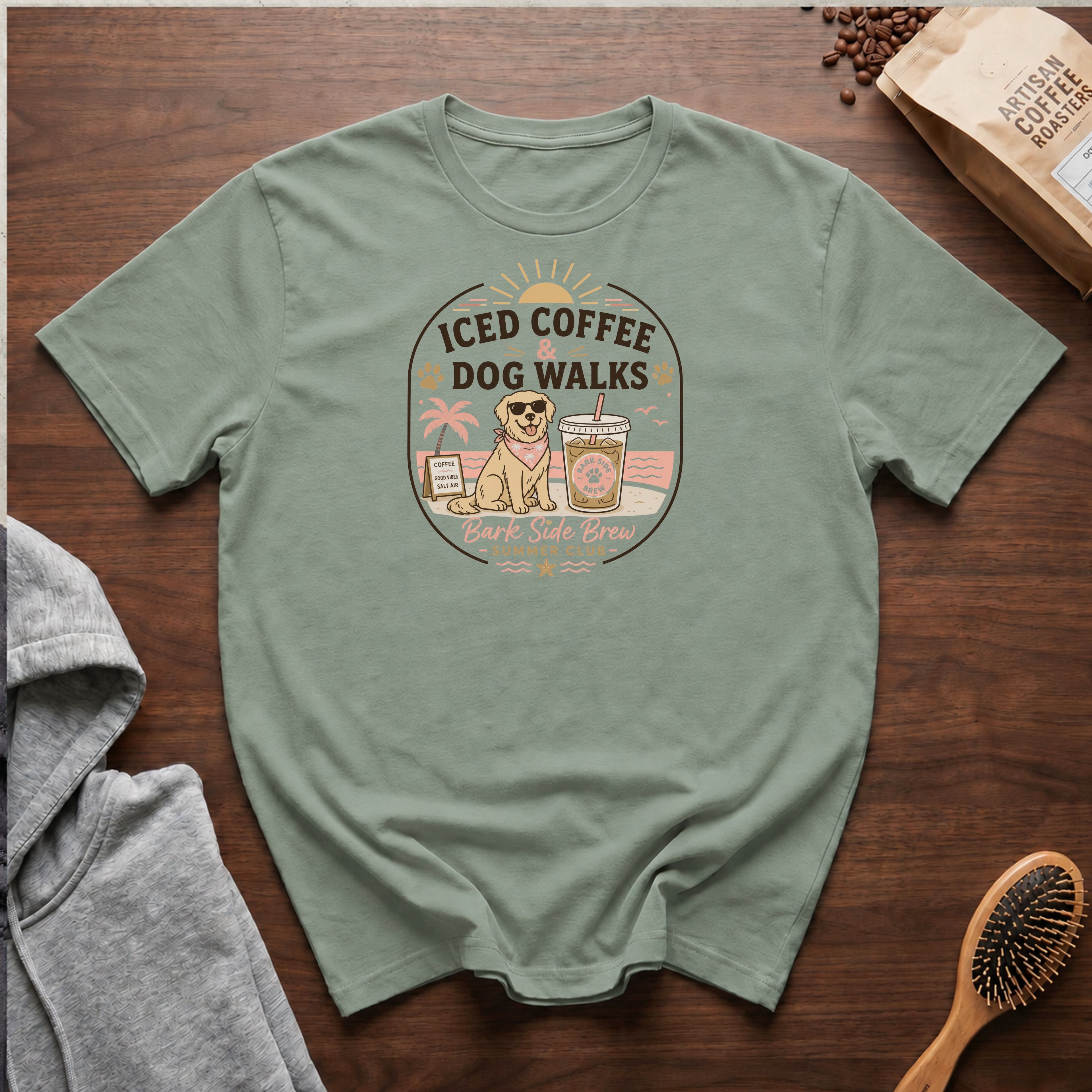 Iced Coffee and Dog Walks T-Shirt