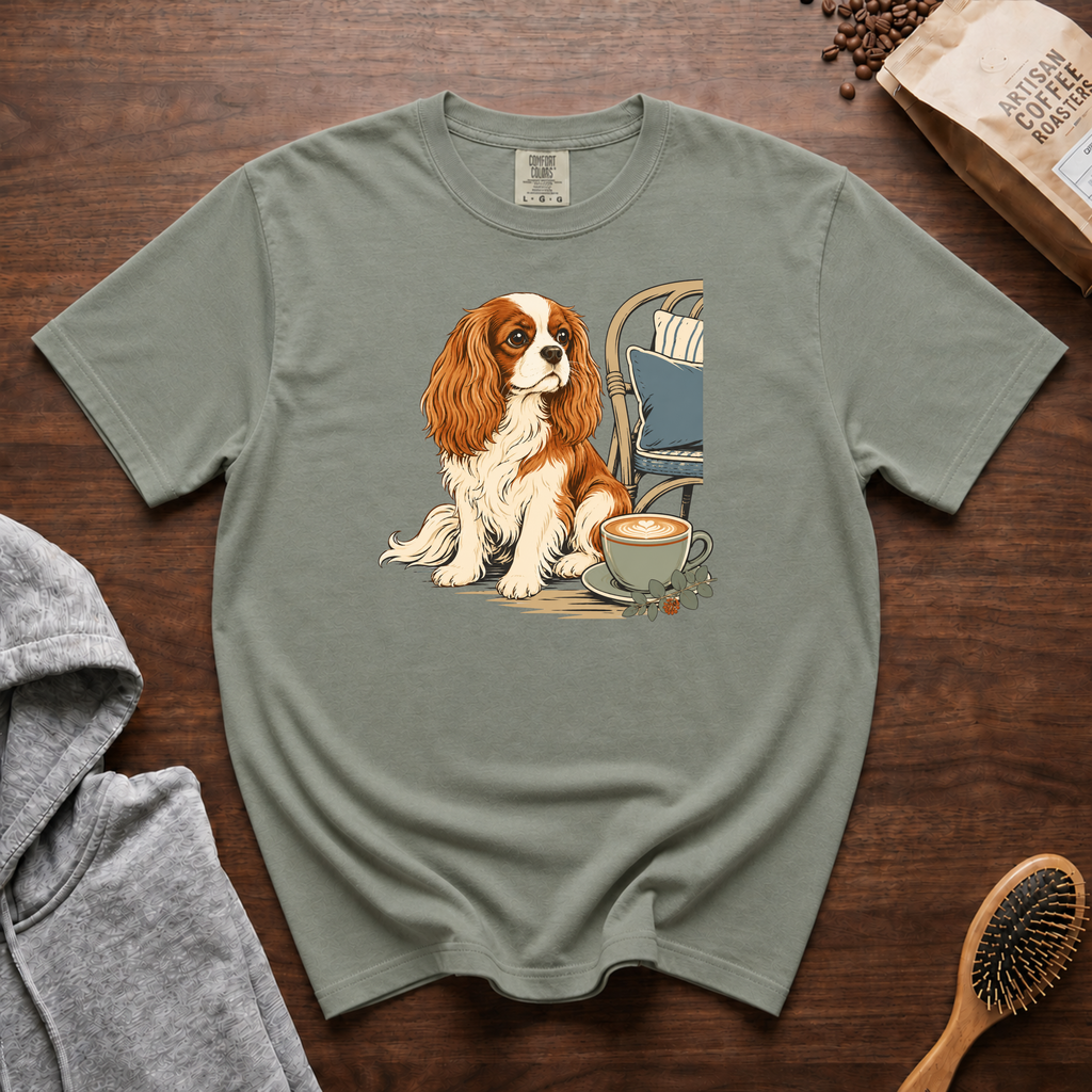Cavalier King Charles Spaniel Velvet Lap Latte T-Shirt | Cavalier Coffee Tee