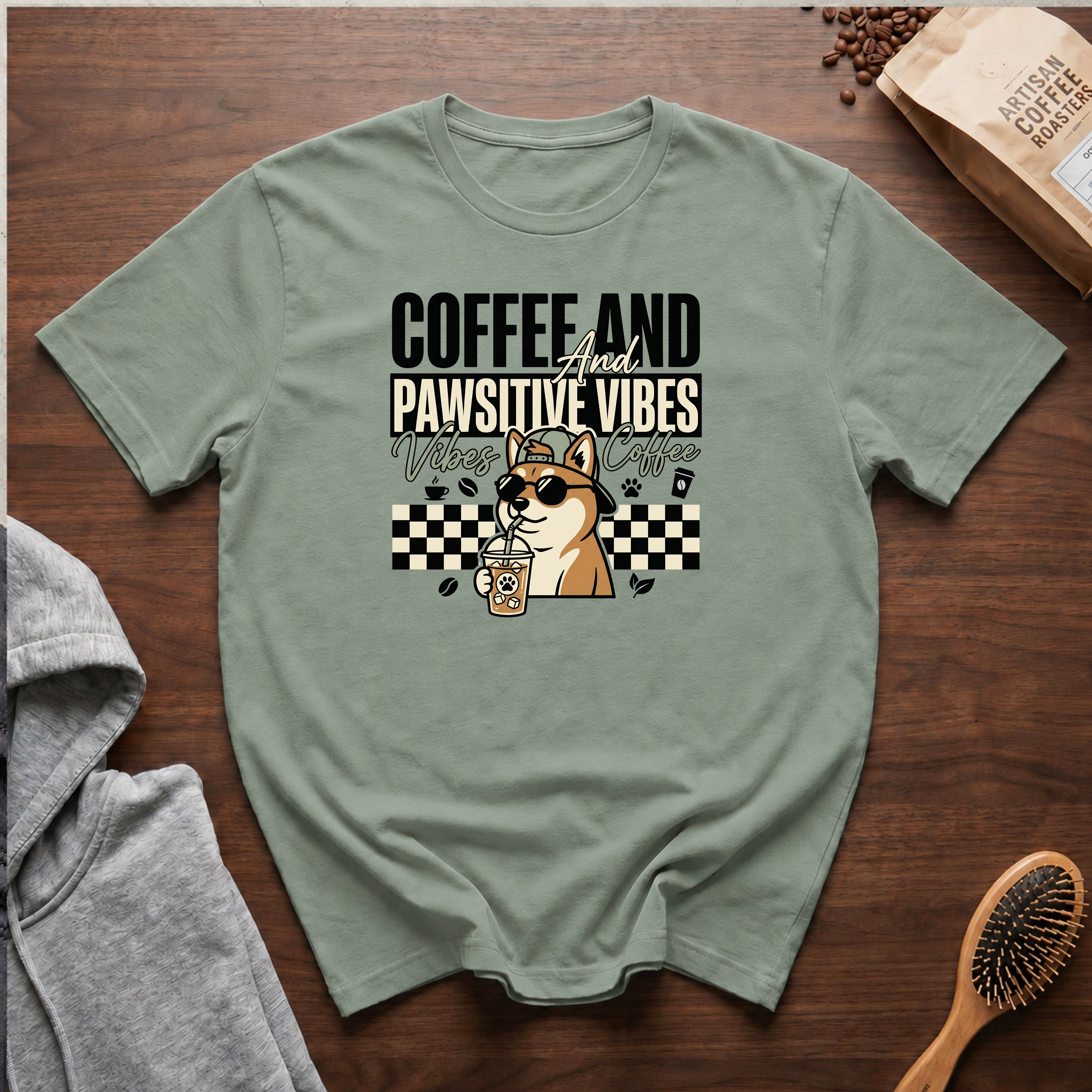 Coffee and Pawsitive Vibes T-Shirt
