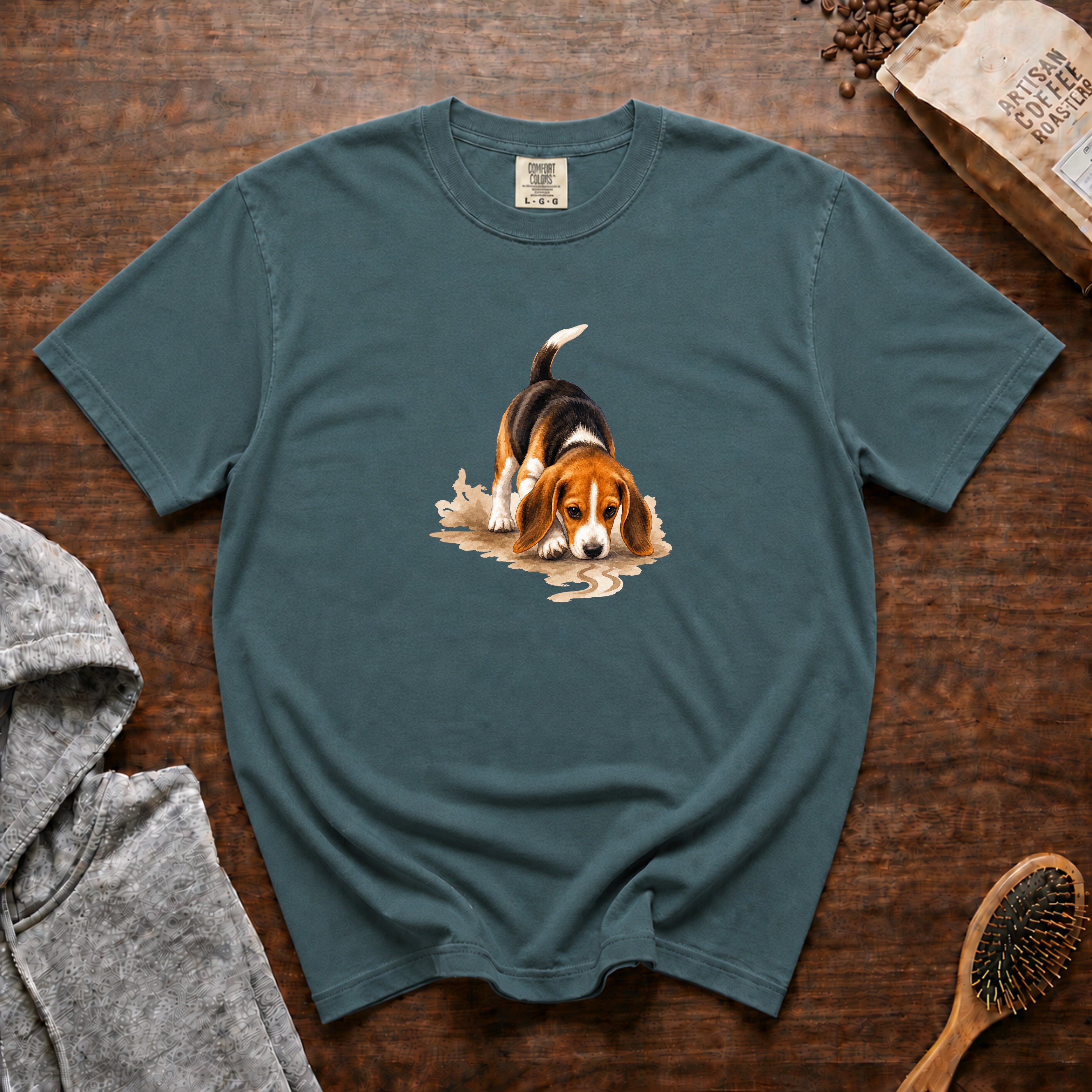 Beagle Nose First T-Shirt — Blue Spruce