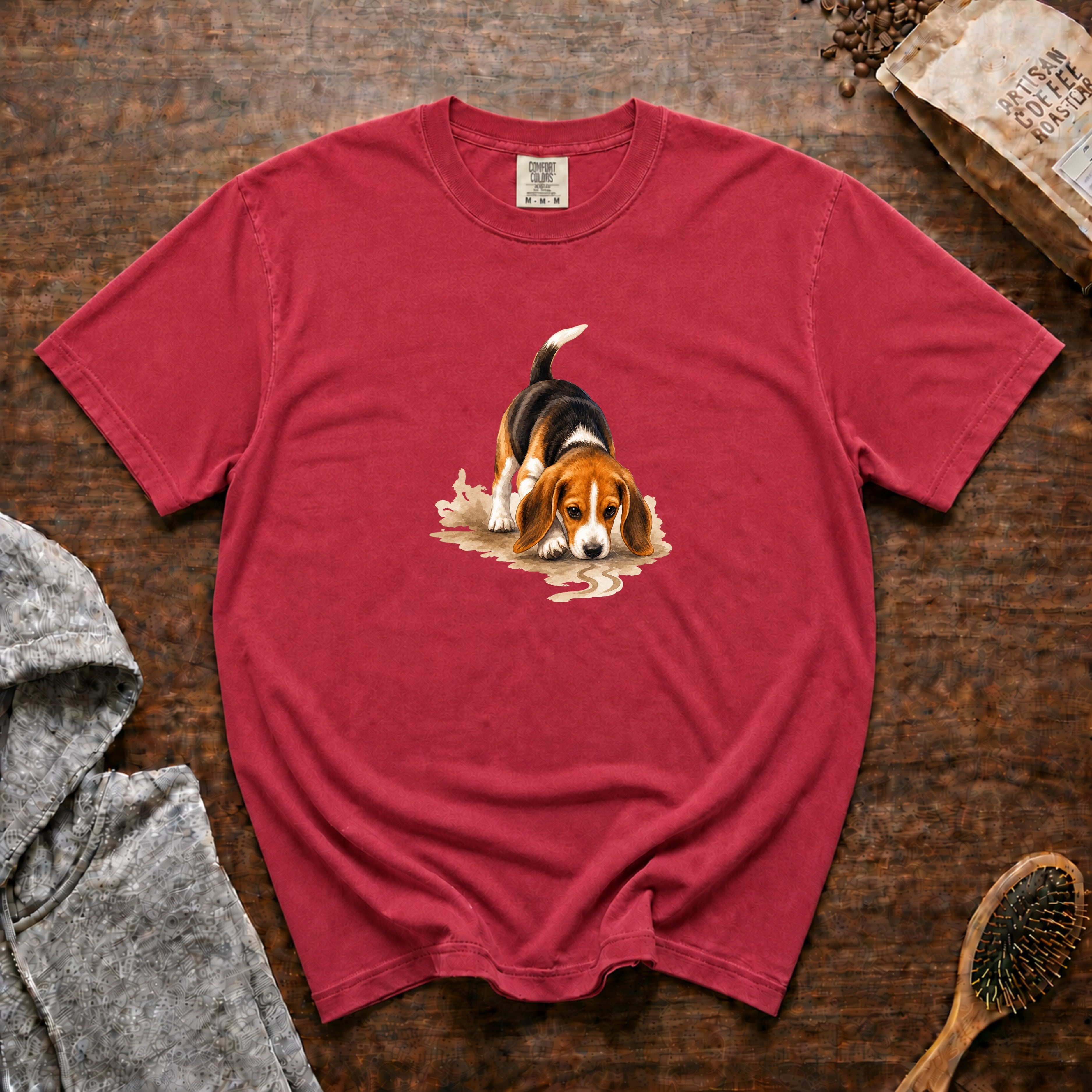 Beagle Nose First T-Shirt — Crimson