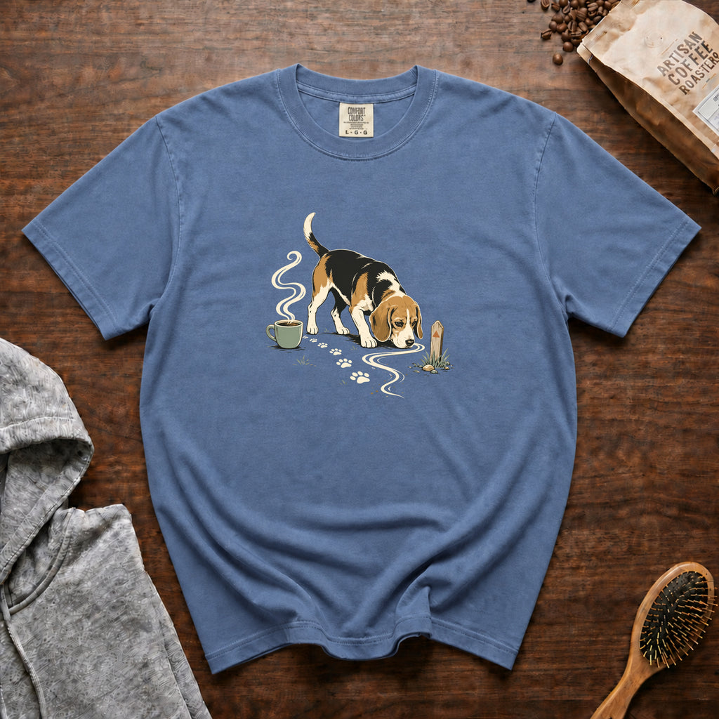 Beagle Sniff Trail House Blend T-Shirt — Blue Jean