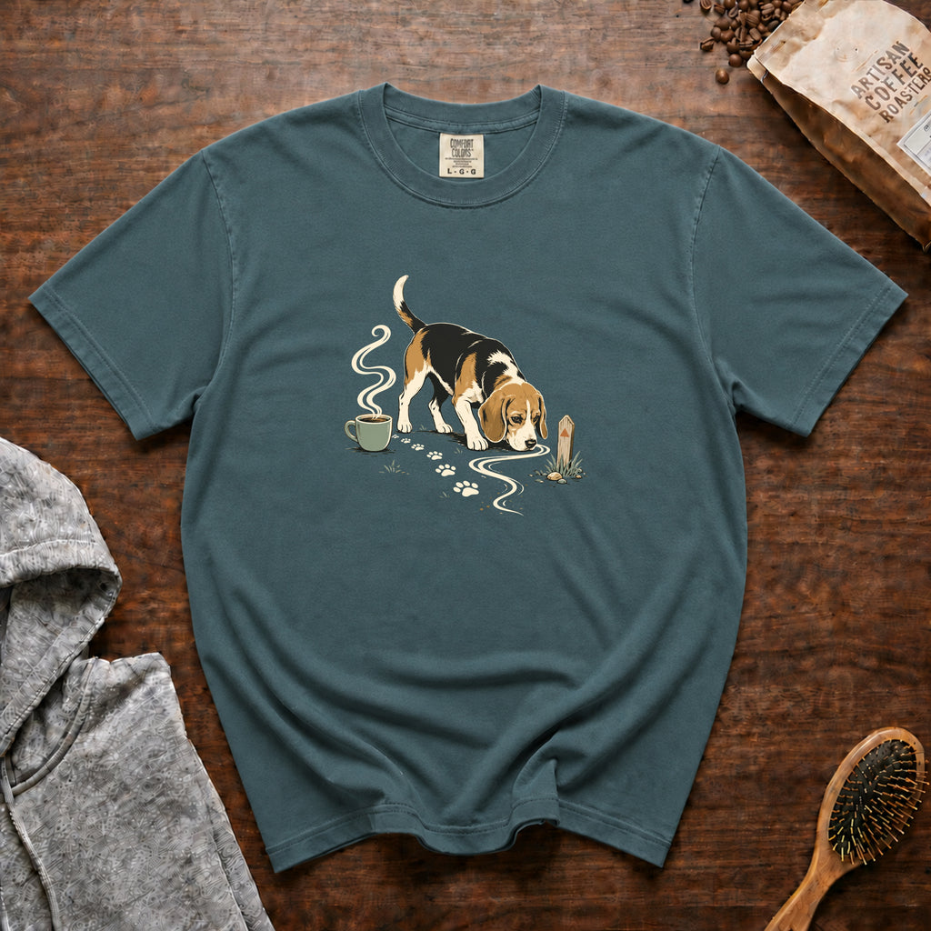 Beagle Sniff Trail House Blend T-Shirt — Blue Spruce