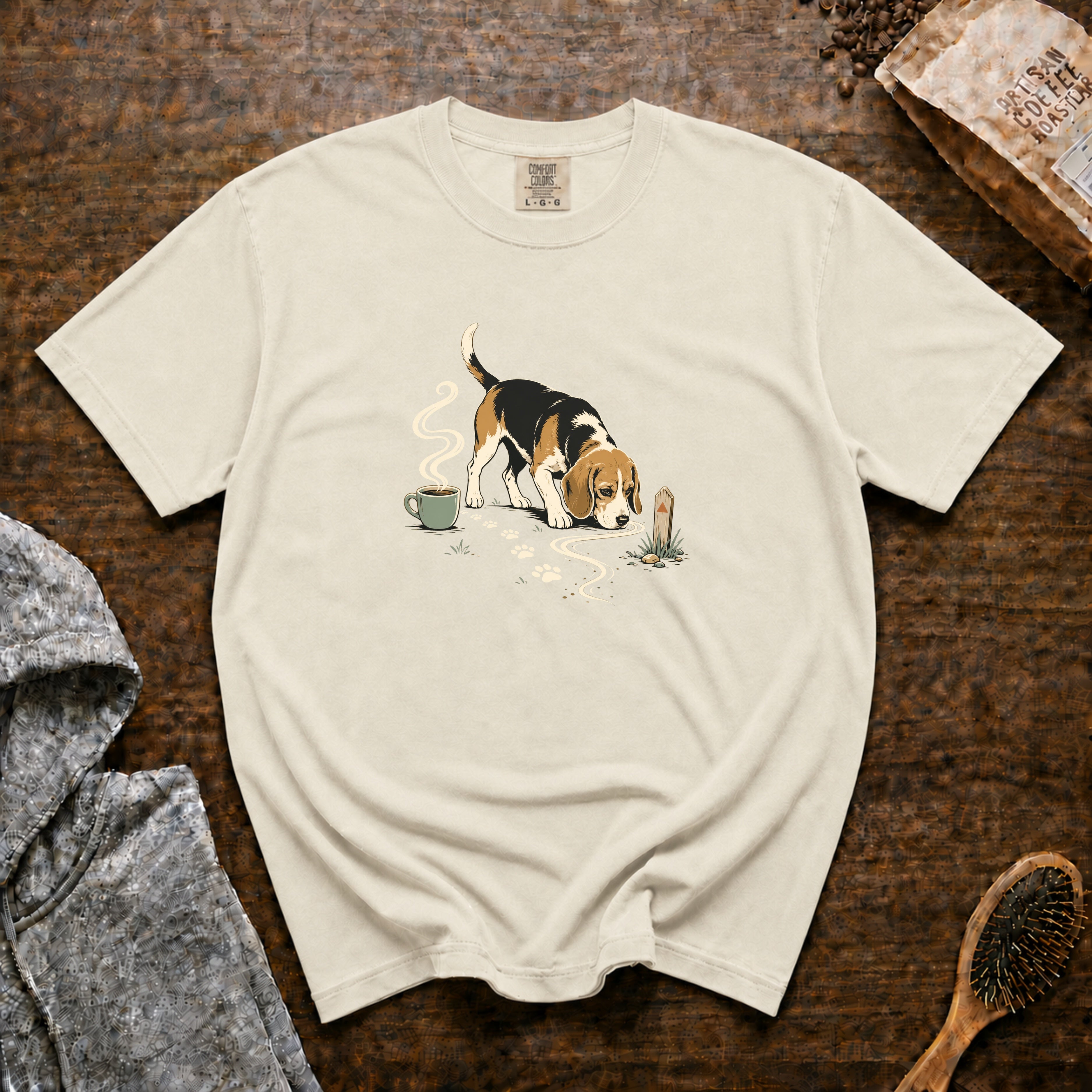 Beagle Sniff Trail House Blend T-Shirt — Ivory