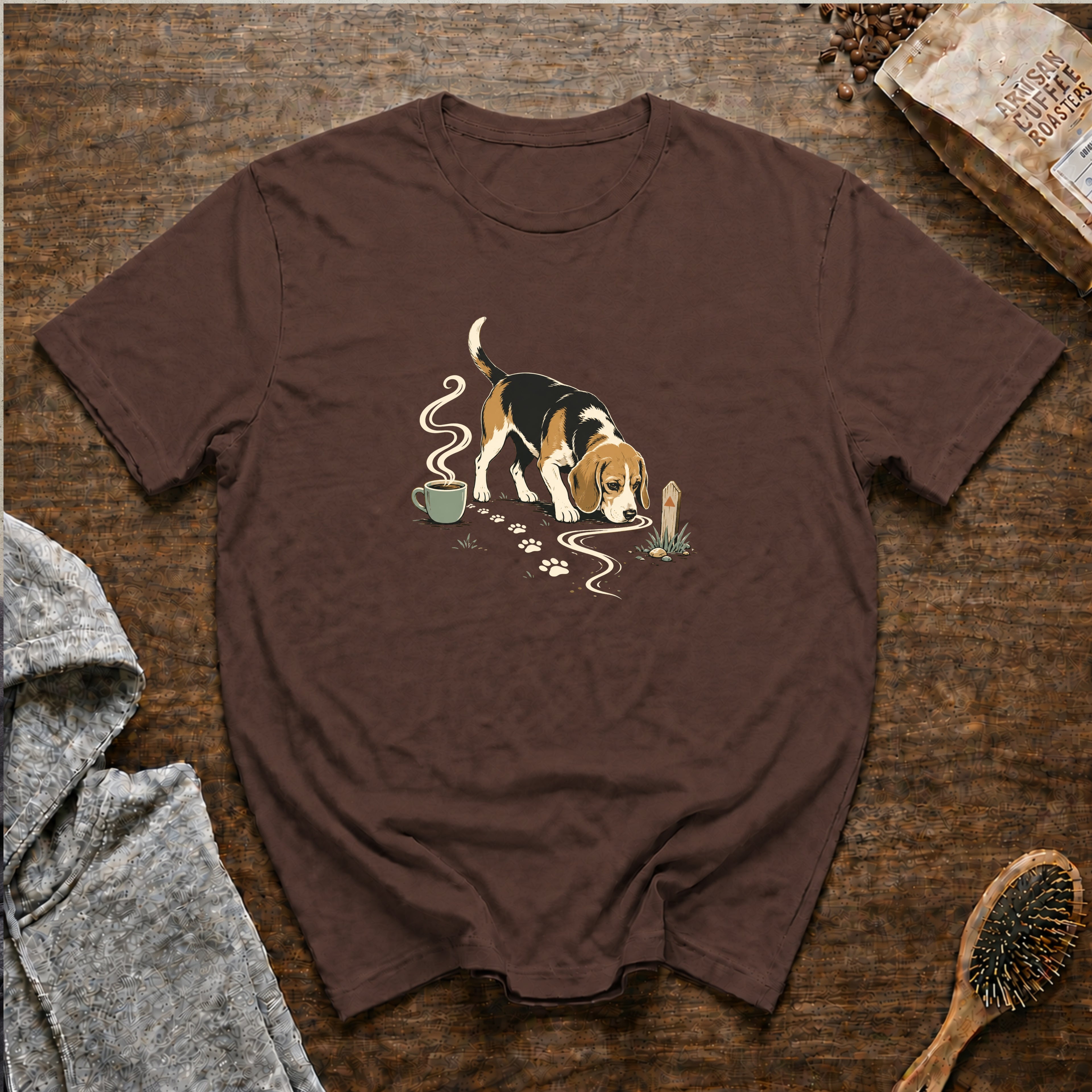 Beagle Sniff Trail House BlenfT-Shirt — Espresso