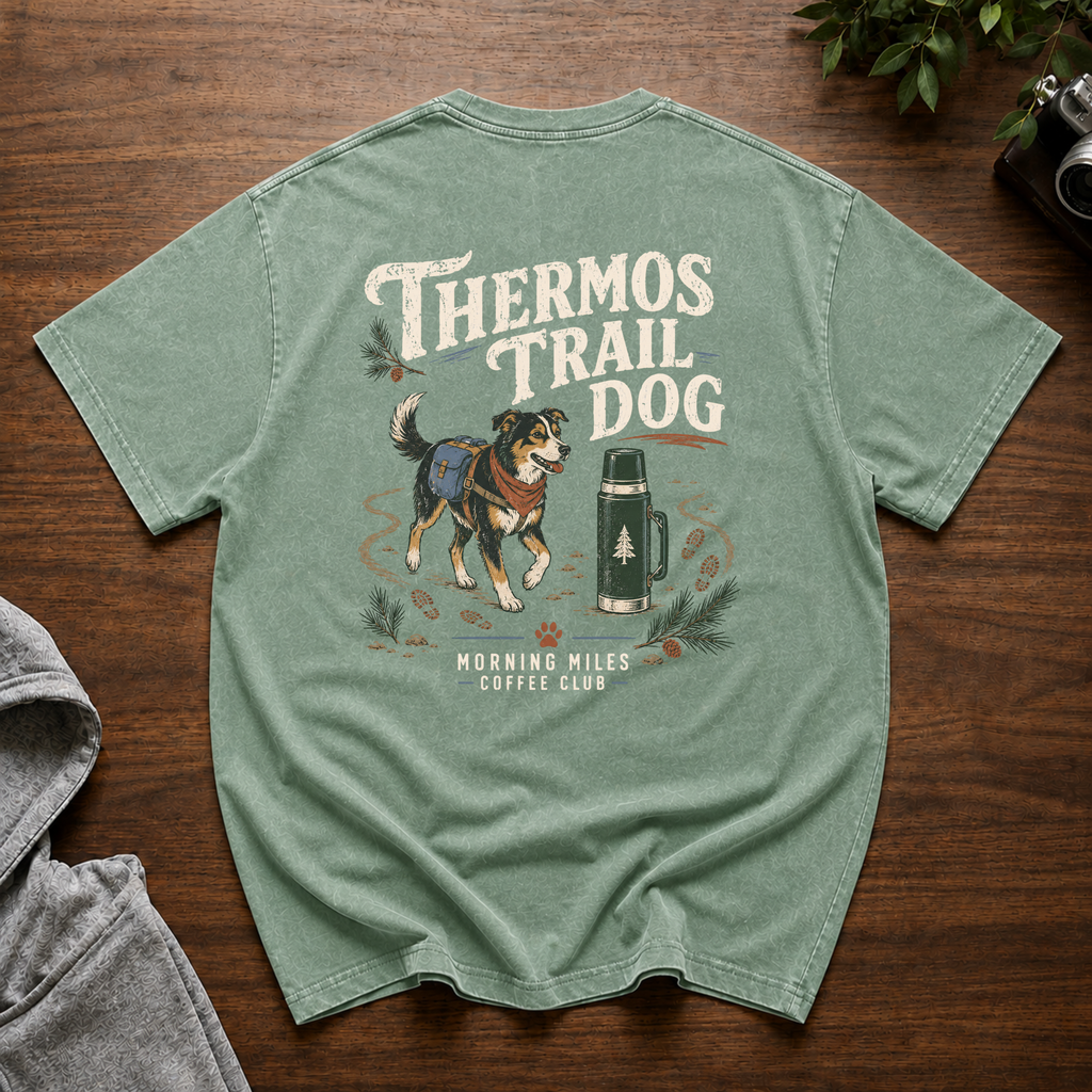 Thermos Trail Dog Cabin Wash Oversized Cotton T-Shirt