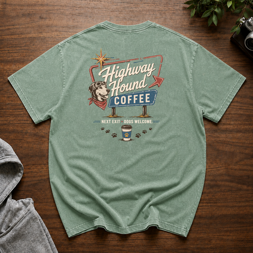 Highway Hound Coffee Snow Washed Oversized Cotton T-Shirt