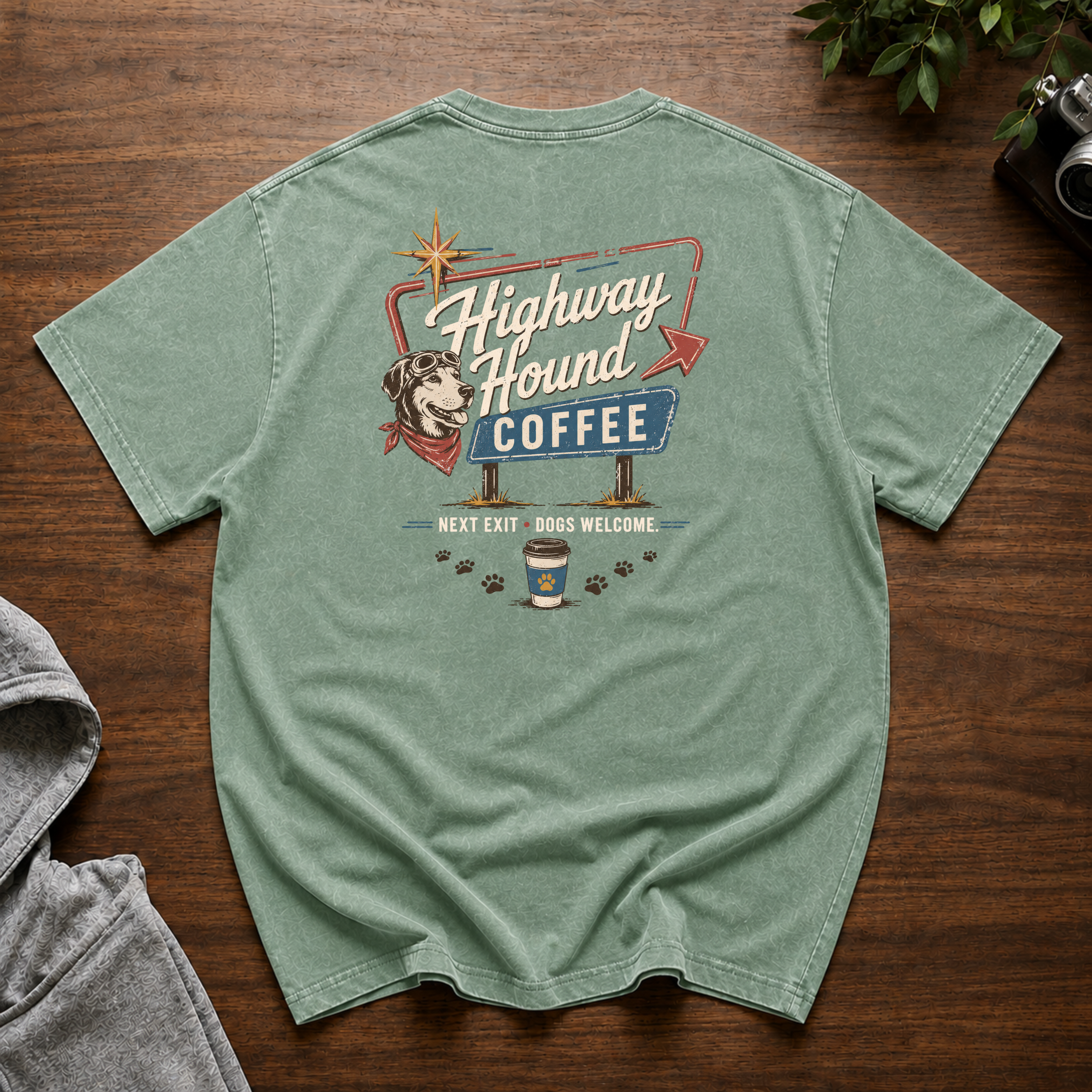 Highway Hound Coffee Snow Washed Oversized Cotton T-Shirt
