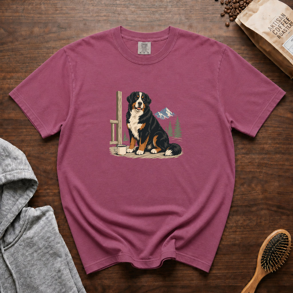 Bernese Mountain Dog Alpine Porch Mocha 1 T-Shirt — Berry