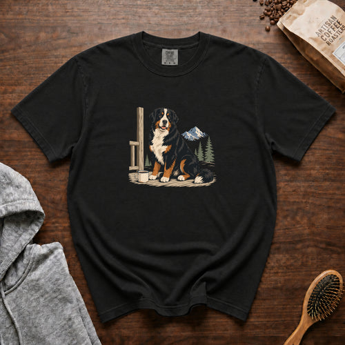 Bernese Mountain Dog Alpine Porch Mocha 1 T-Shirt — Black