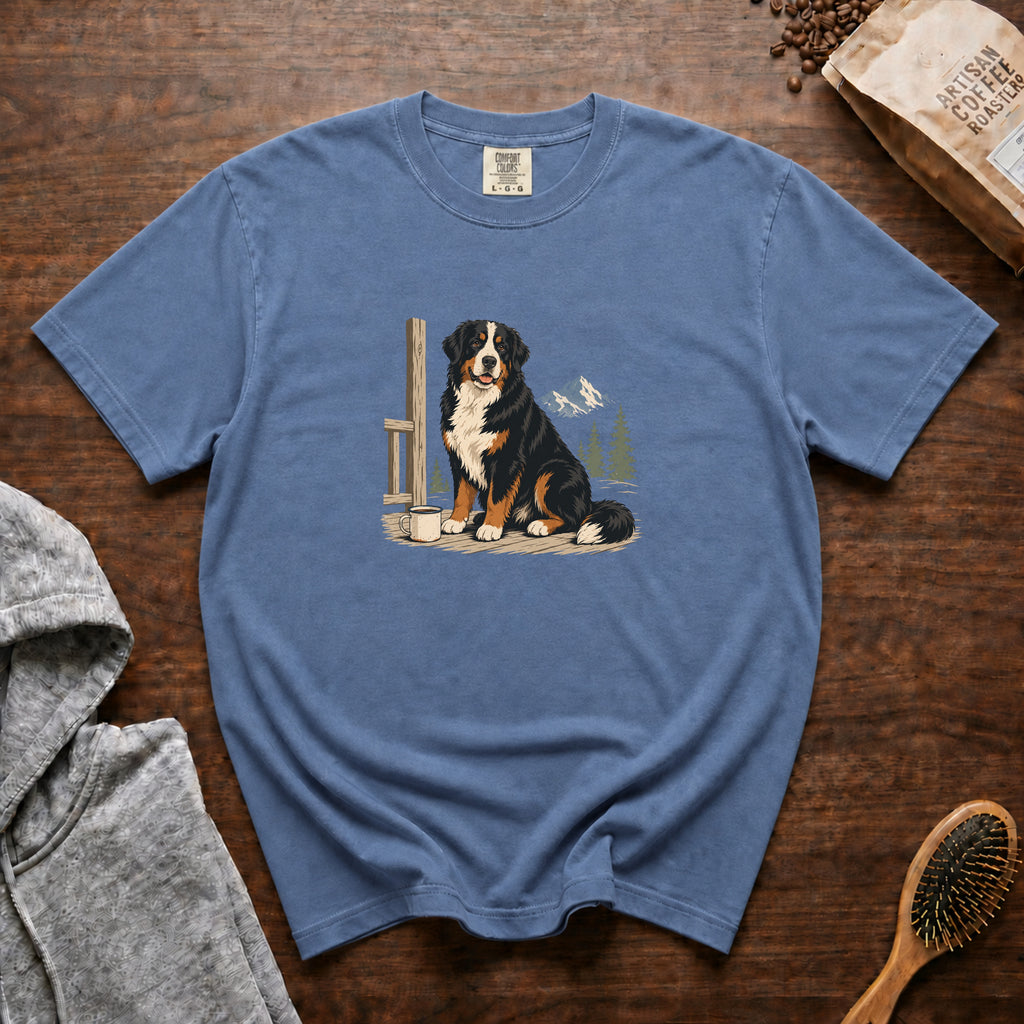 Bernese Mountain Dog Alpine Porch Mocha 1 T-Shirt — Blue Jean
