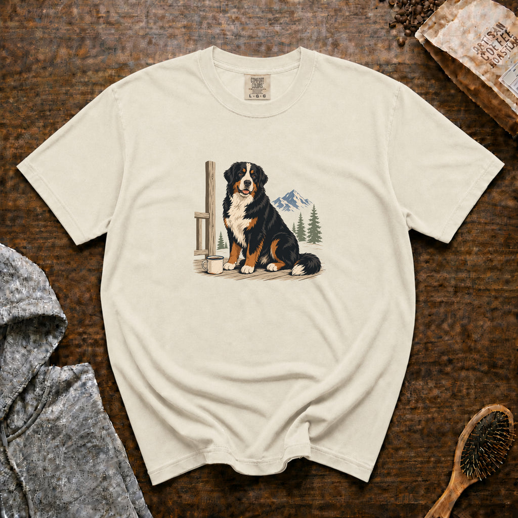 Bernese Mountain Dog Alpine Porch Mocha 1 T-Shirt — Ivory