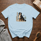 Bernese Mountain Dog Alpine Porch Mocha T-Shirt — Chambray