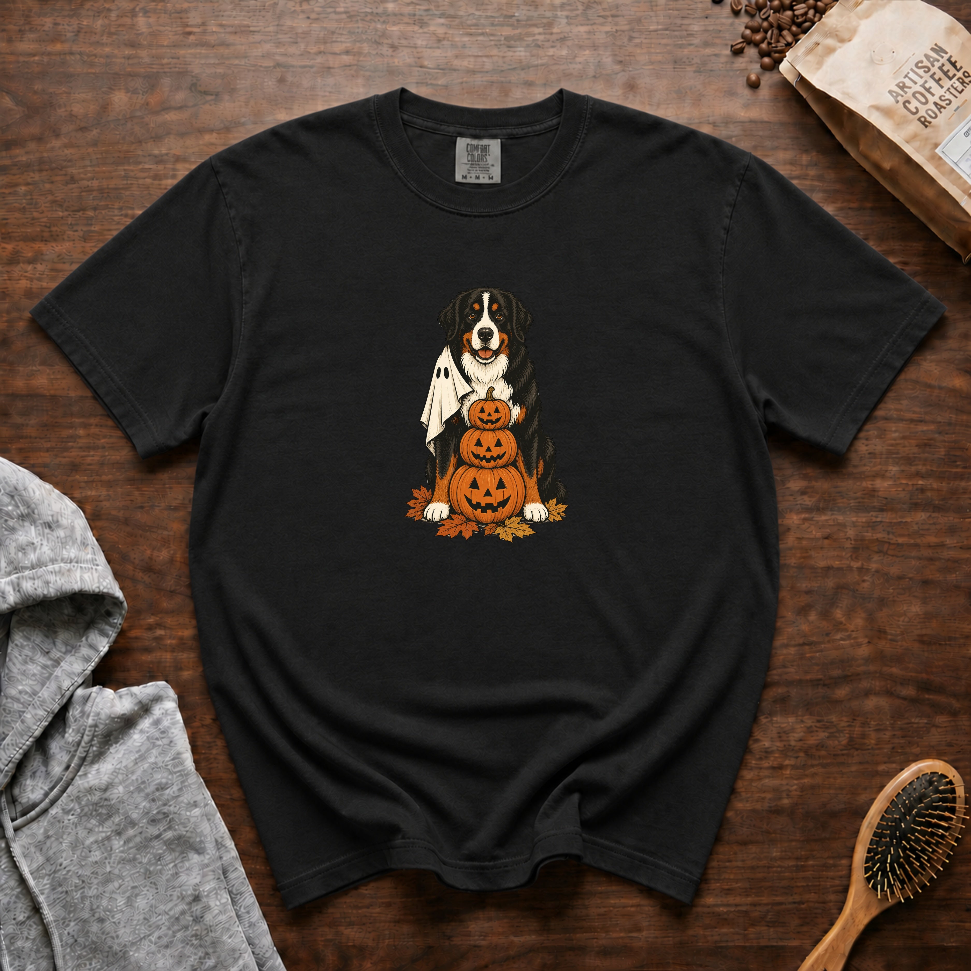 Bernese Mountain Dog Halloween T-Shirt — Black