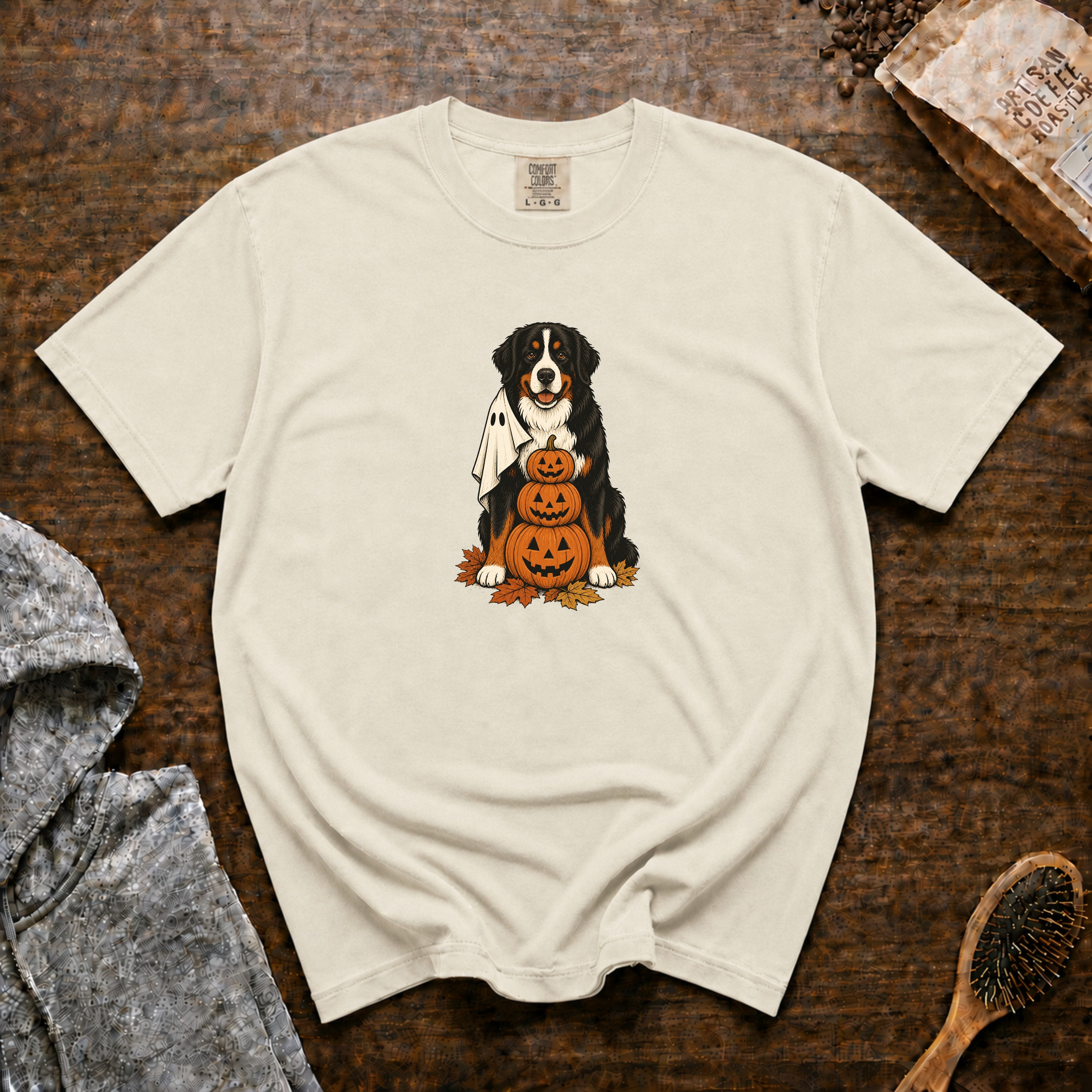 Bernese Mountain Dog Halloween T-Shirt — Ivory