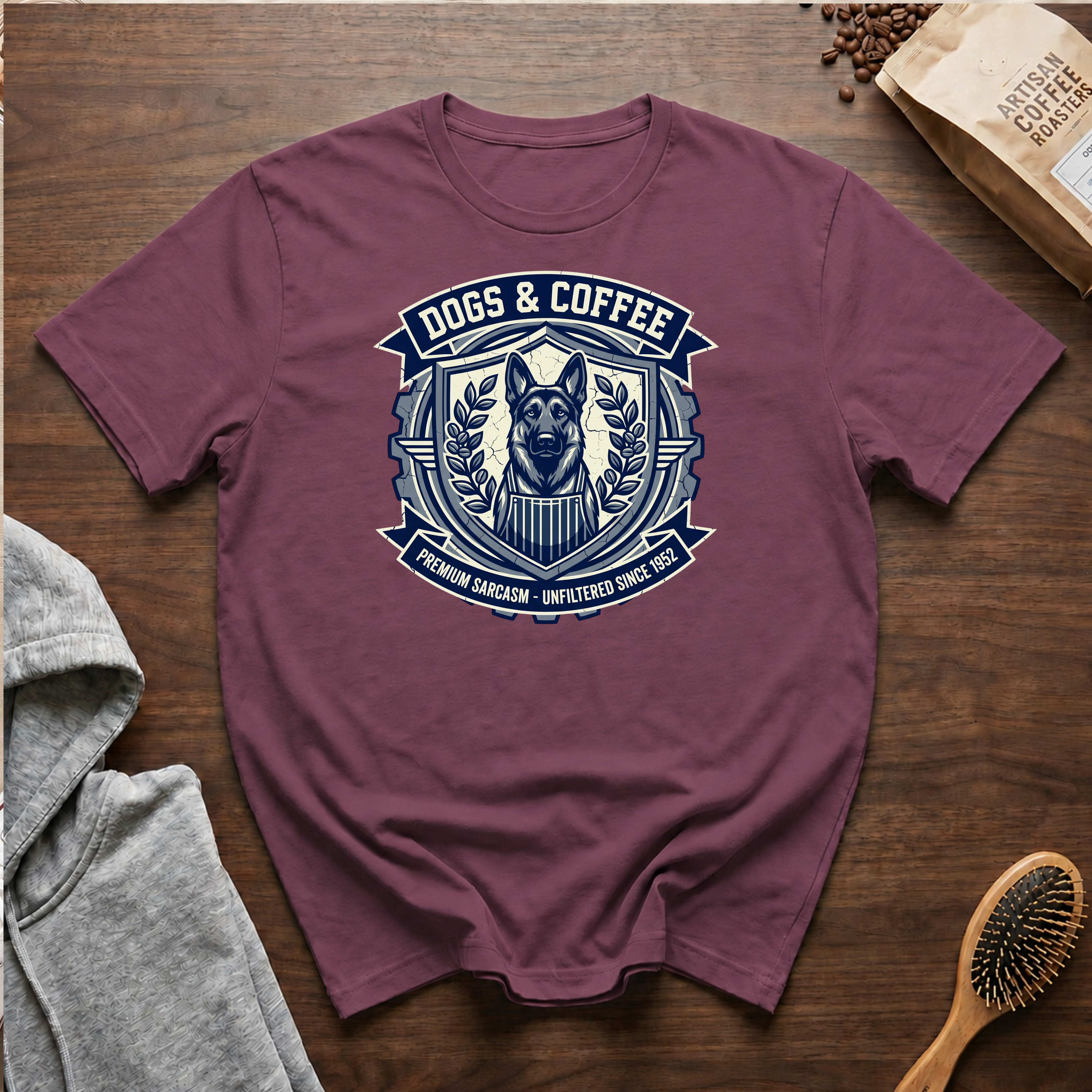 Dogs and Coffee Premium Sarcasm T-Shirt