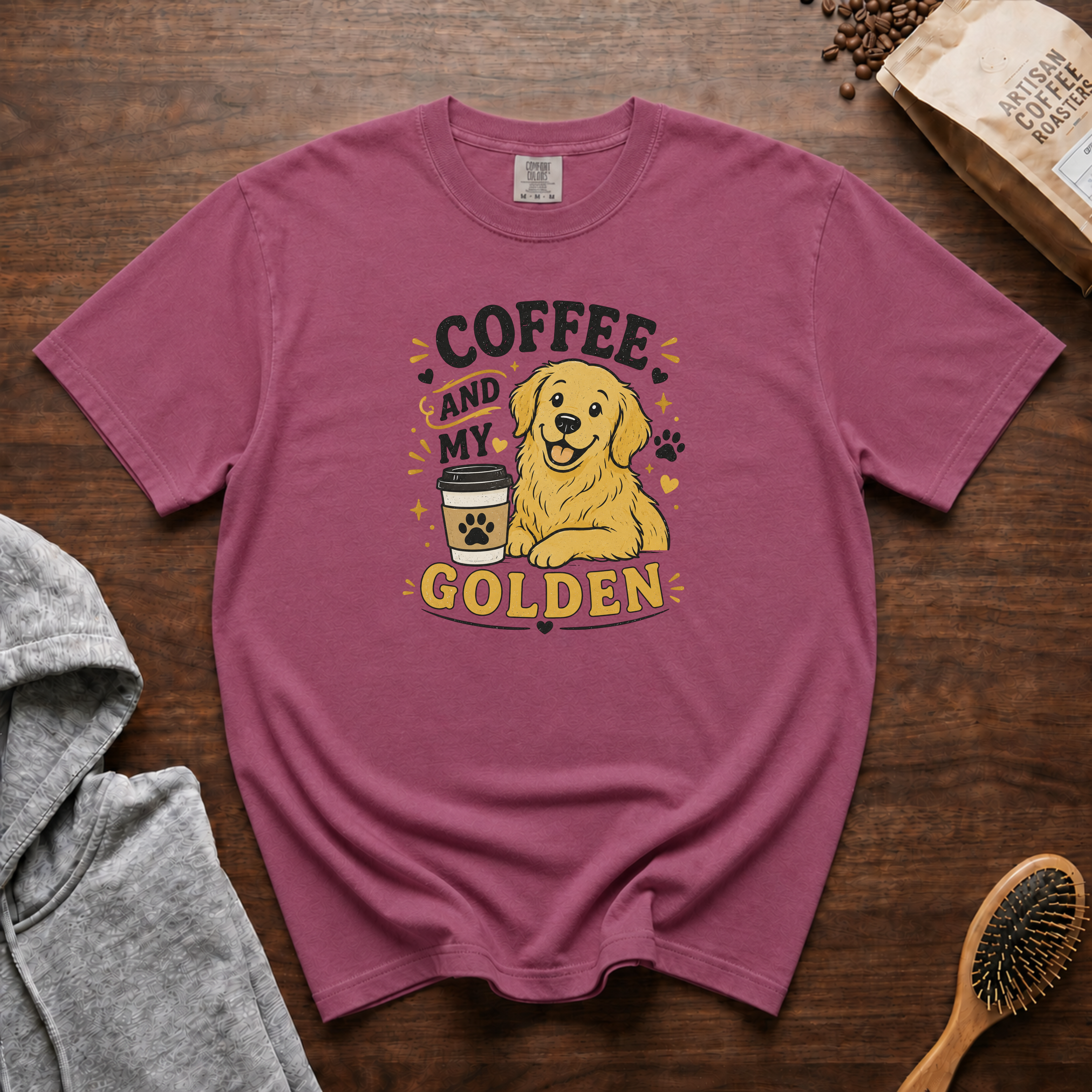 Coffee And My Golden T-Shirt | Golden Retriever Coffee Tee