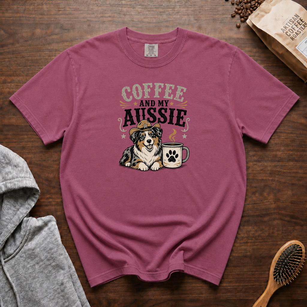 Coffee And My Aussie T-Shirt | Aussie Dog Lover Coffee Tee