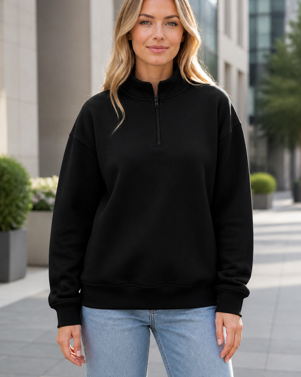 Unisex Heavyweight Regular Fit Half-Zip Brushed Fleece Sweatshirt 380GSM