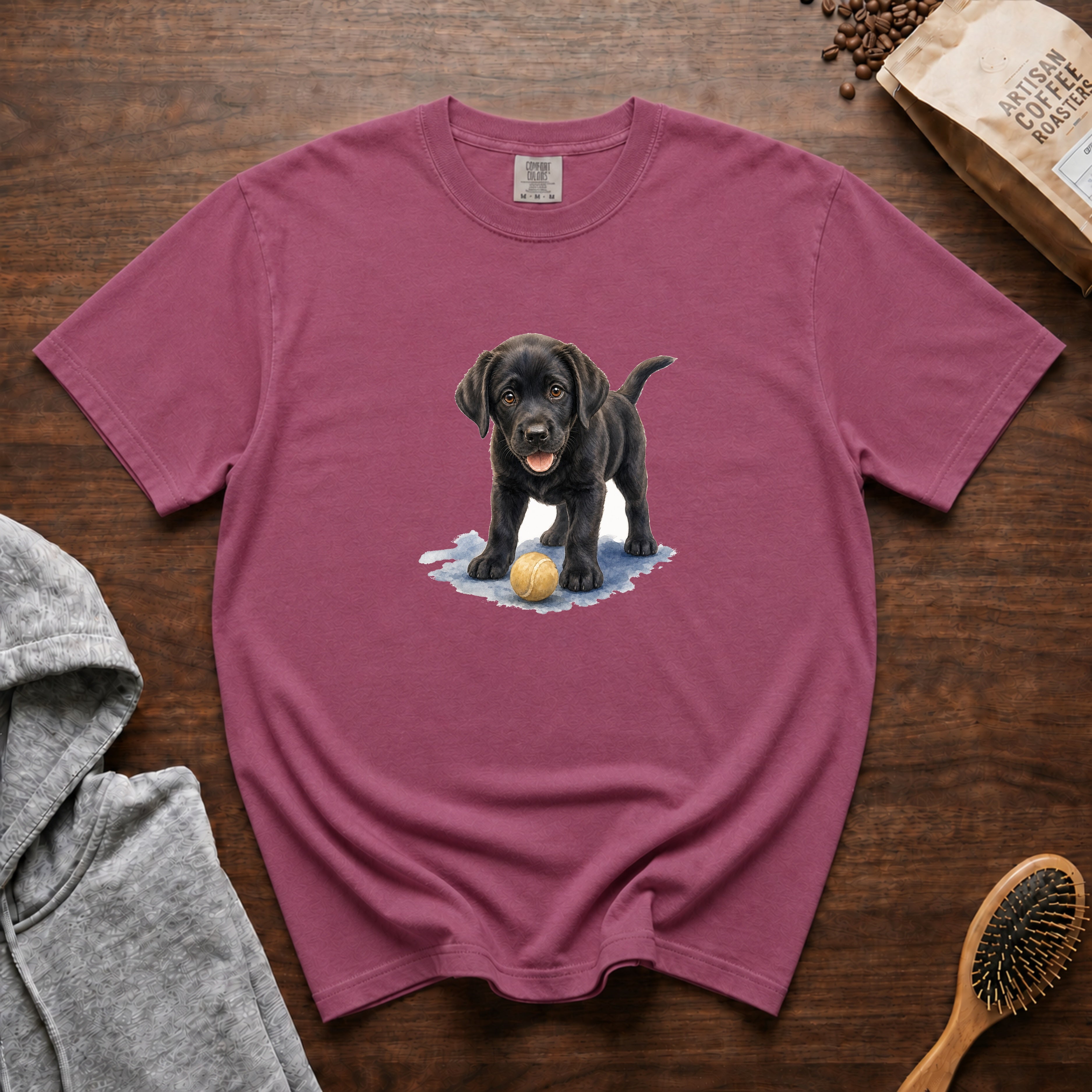Black Lab And A Ball T-Shirt — Berry