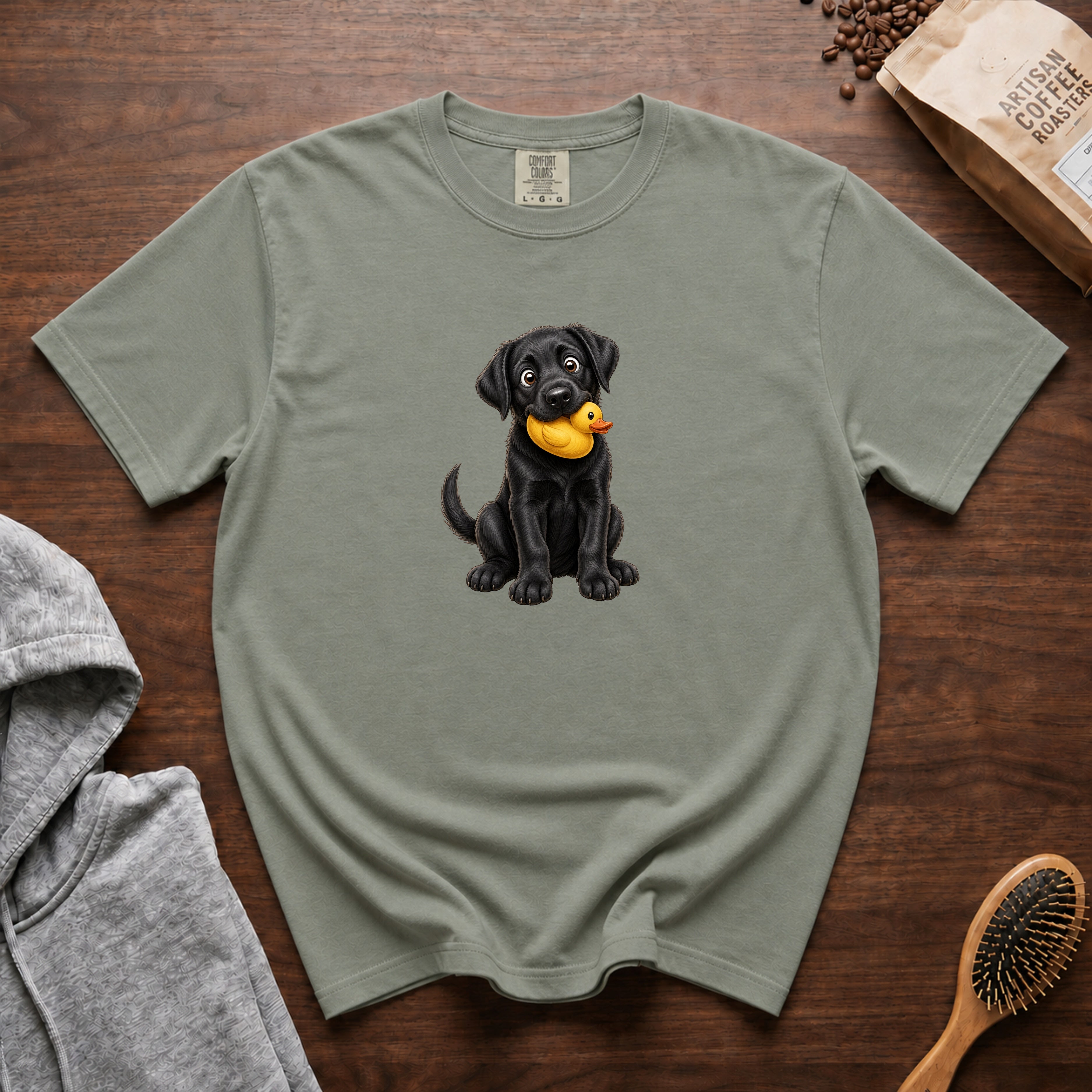 Black Lab With A Duck Toy T-Shirt — Bay