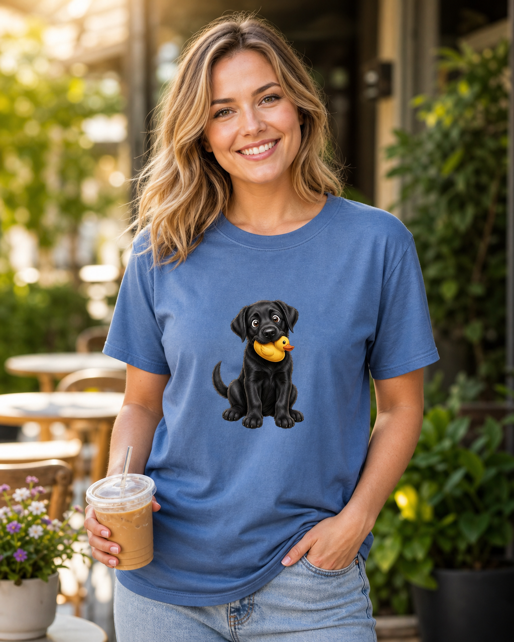 Black Lab With A Duck Toy T-Shirt | Black Lab Dog Tee