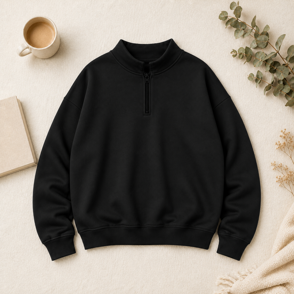 Unisex Heavyweight Regular Fit Half-Zip Brushed Fleece Sweatshirt 380GSM