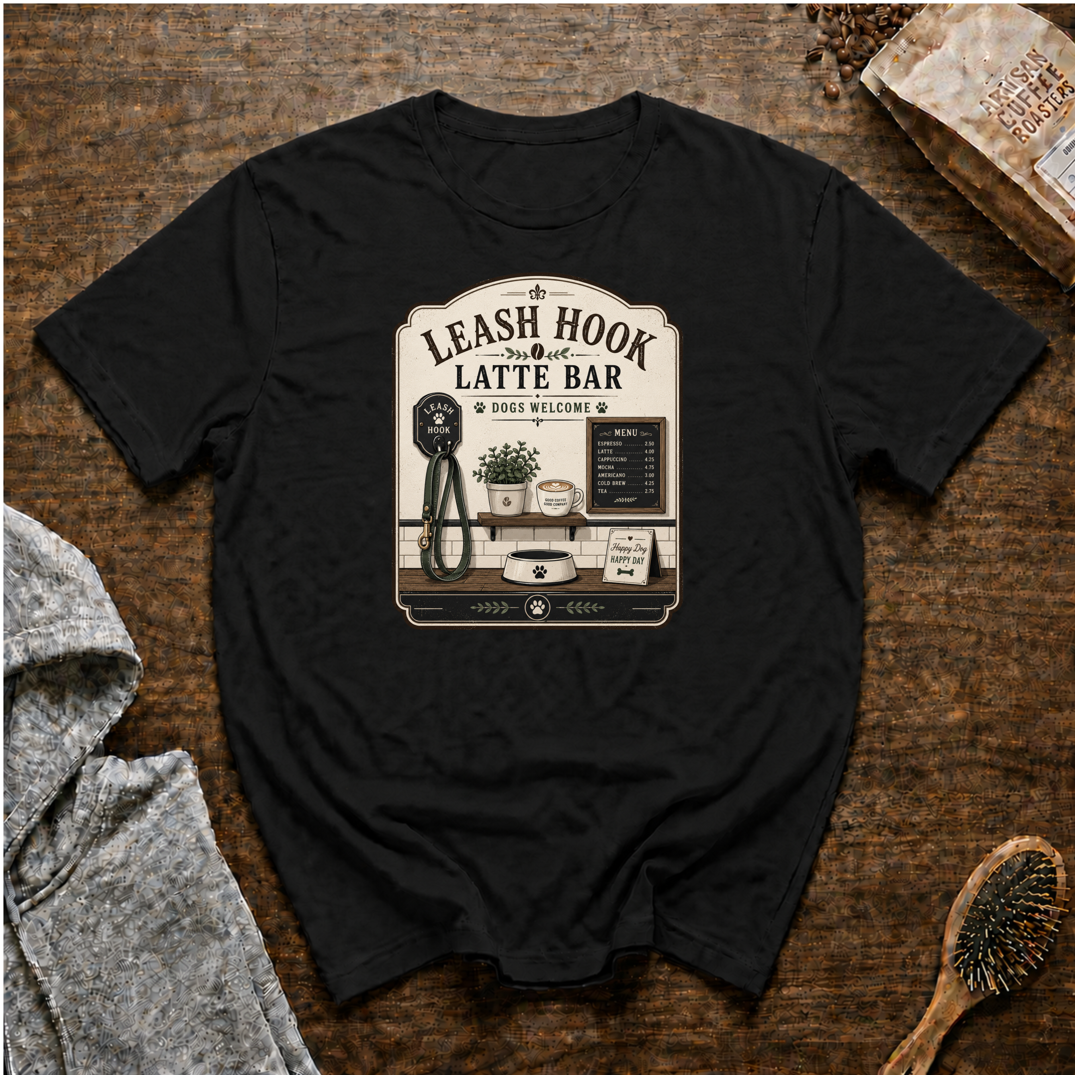Leash Hook Latte Bar T-Shirt
