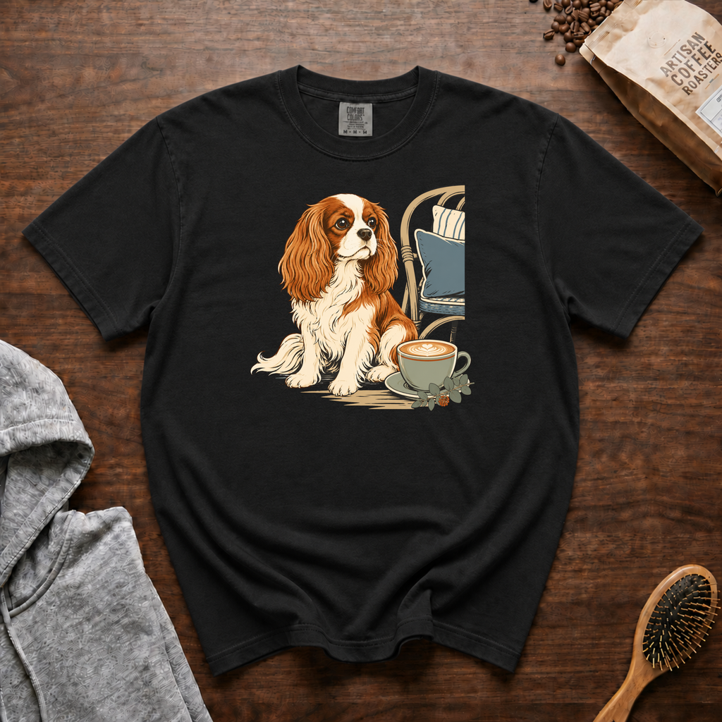 Cavalier King Charles Spaniel Velvet Lap Latte T-Shirt | Cavalier Coffee Tee