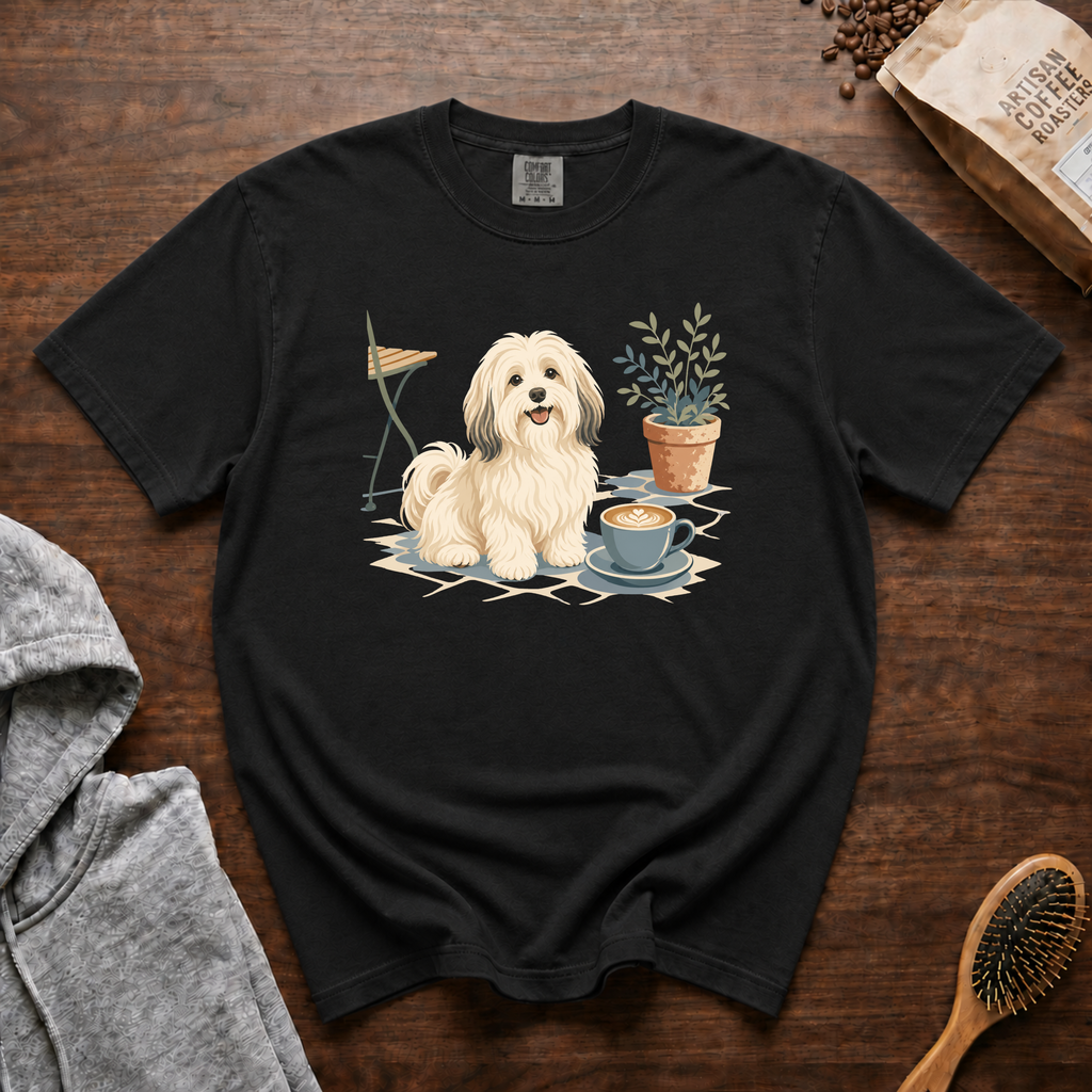 Havanese Patio Latte T-Shirt | Havanese Coffee Lover Tee