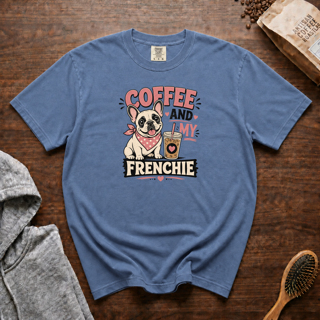 Coffee And My Frenchie T-Shirt | Frenchie Coffee Lover Tee
