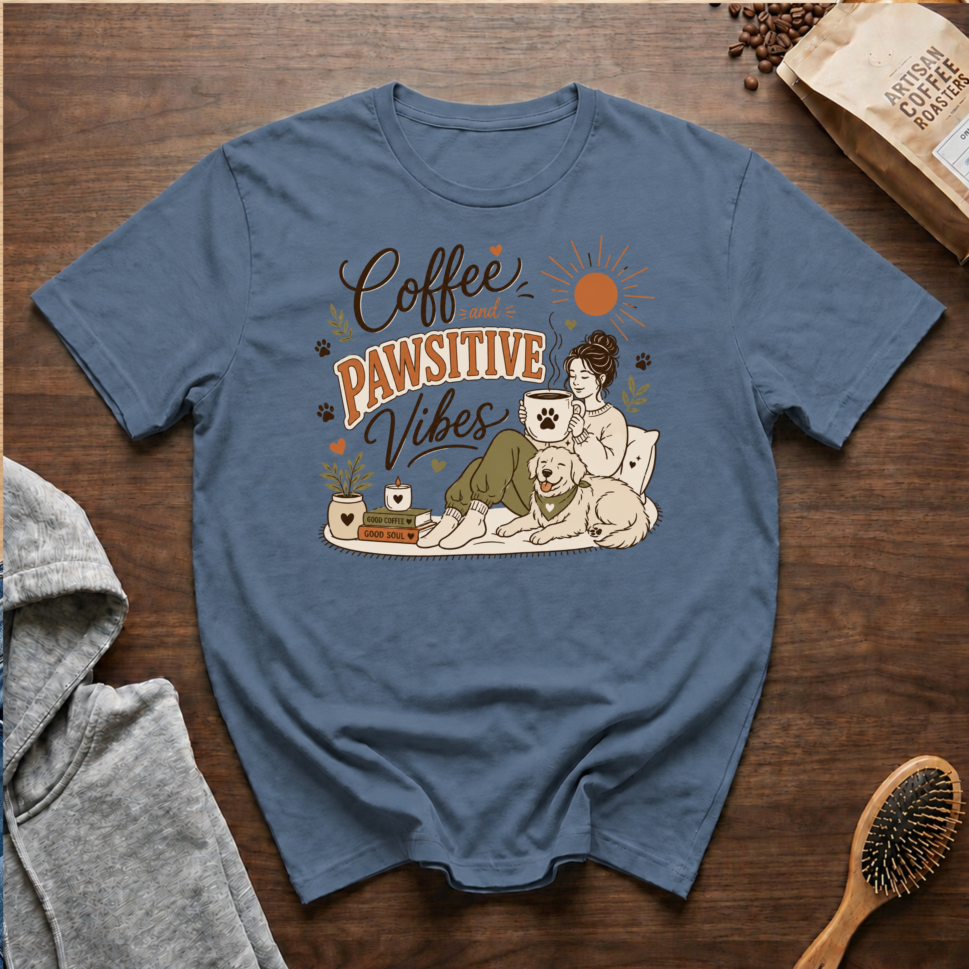 Coffee and Pawsitive Vibes T-Shirt