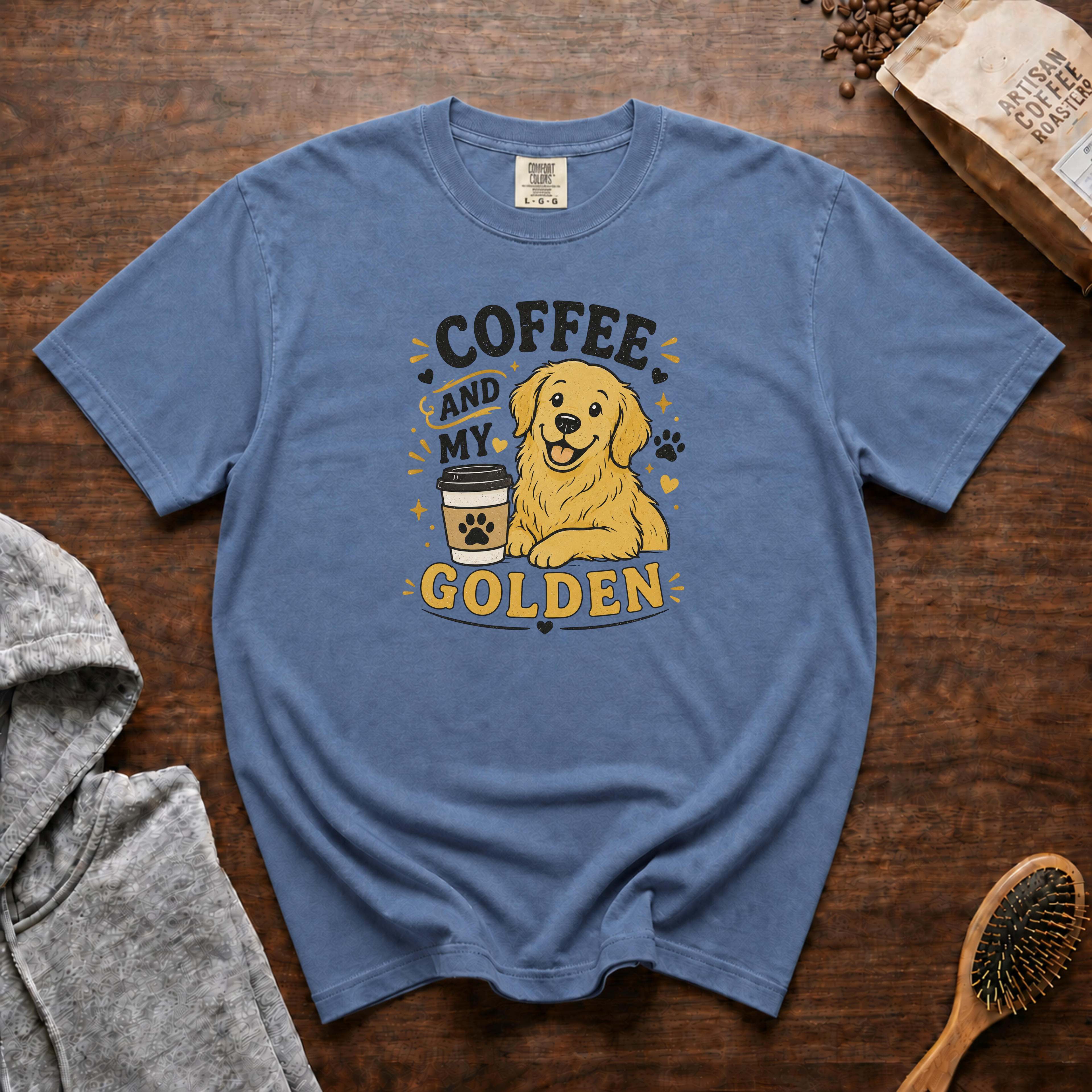 Coffee And My Golden T-Shirt | Golden Retriever Coffee Tee