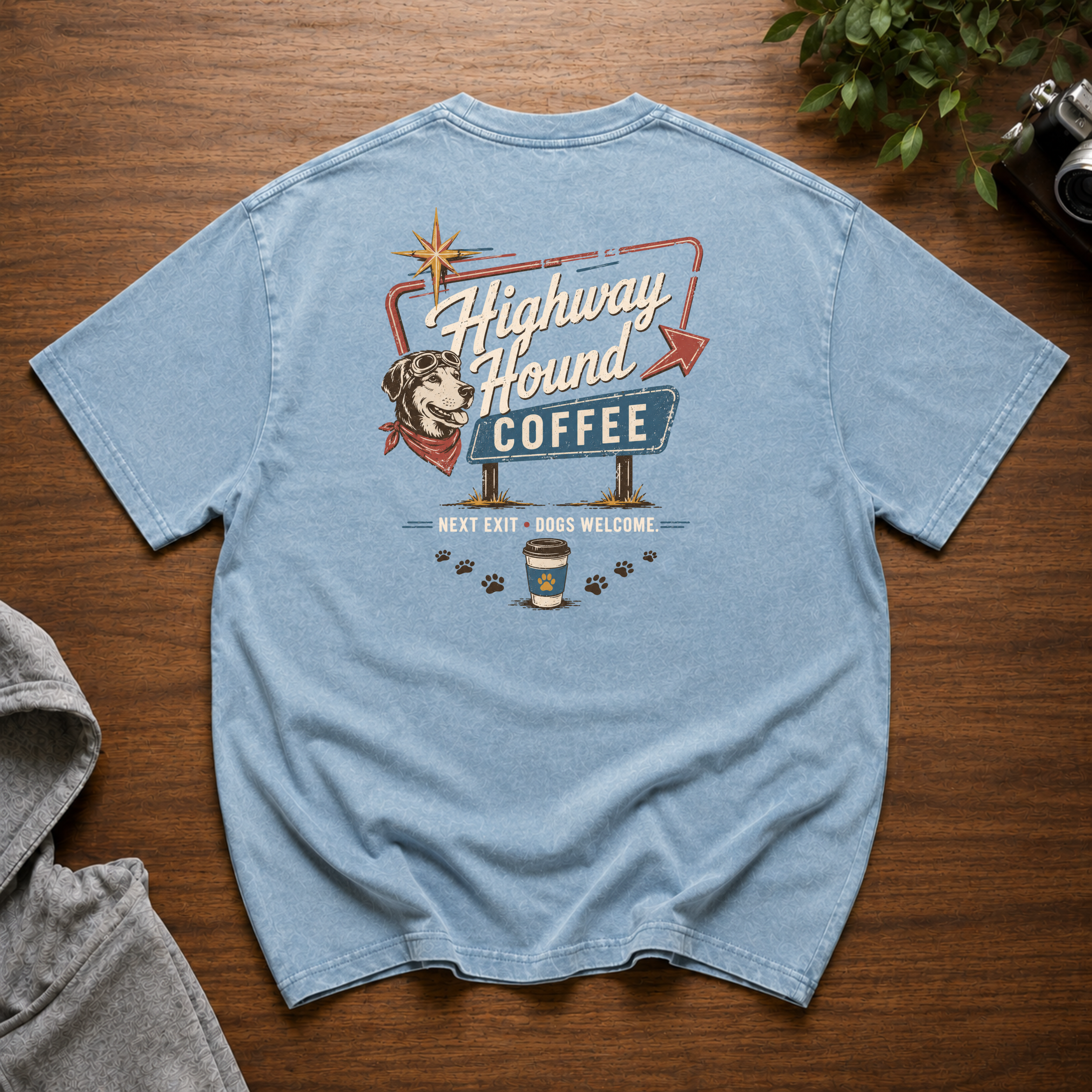 Highway Hound Coffee Snow Washed Oversized Cotton T-Shirt