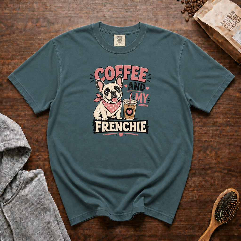 Coffee And My Frenchie T-Shirt | Frenchie Coffee Lover Tee
